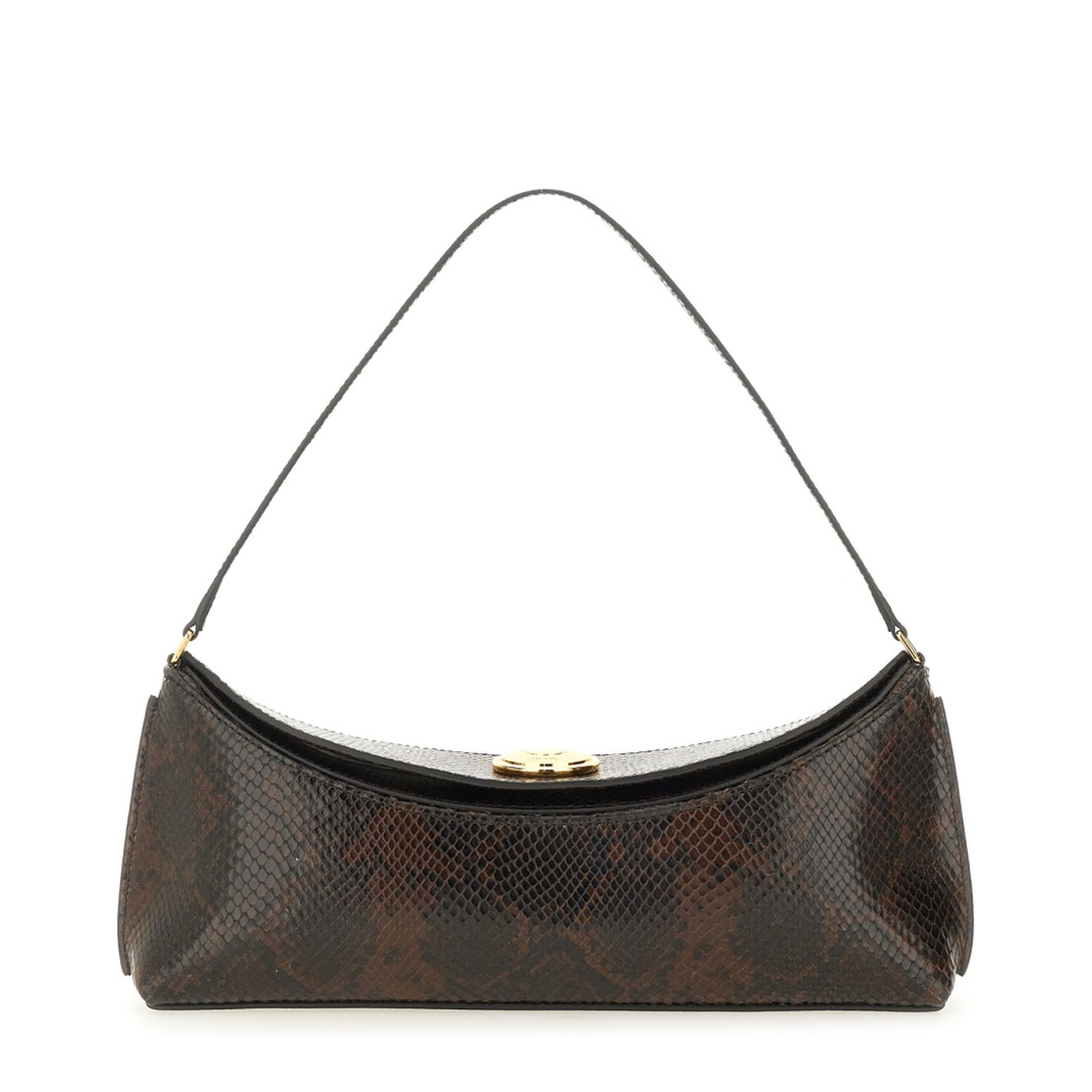 Ovalo Calf Leather Clutch - Dark Brown - Image 1