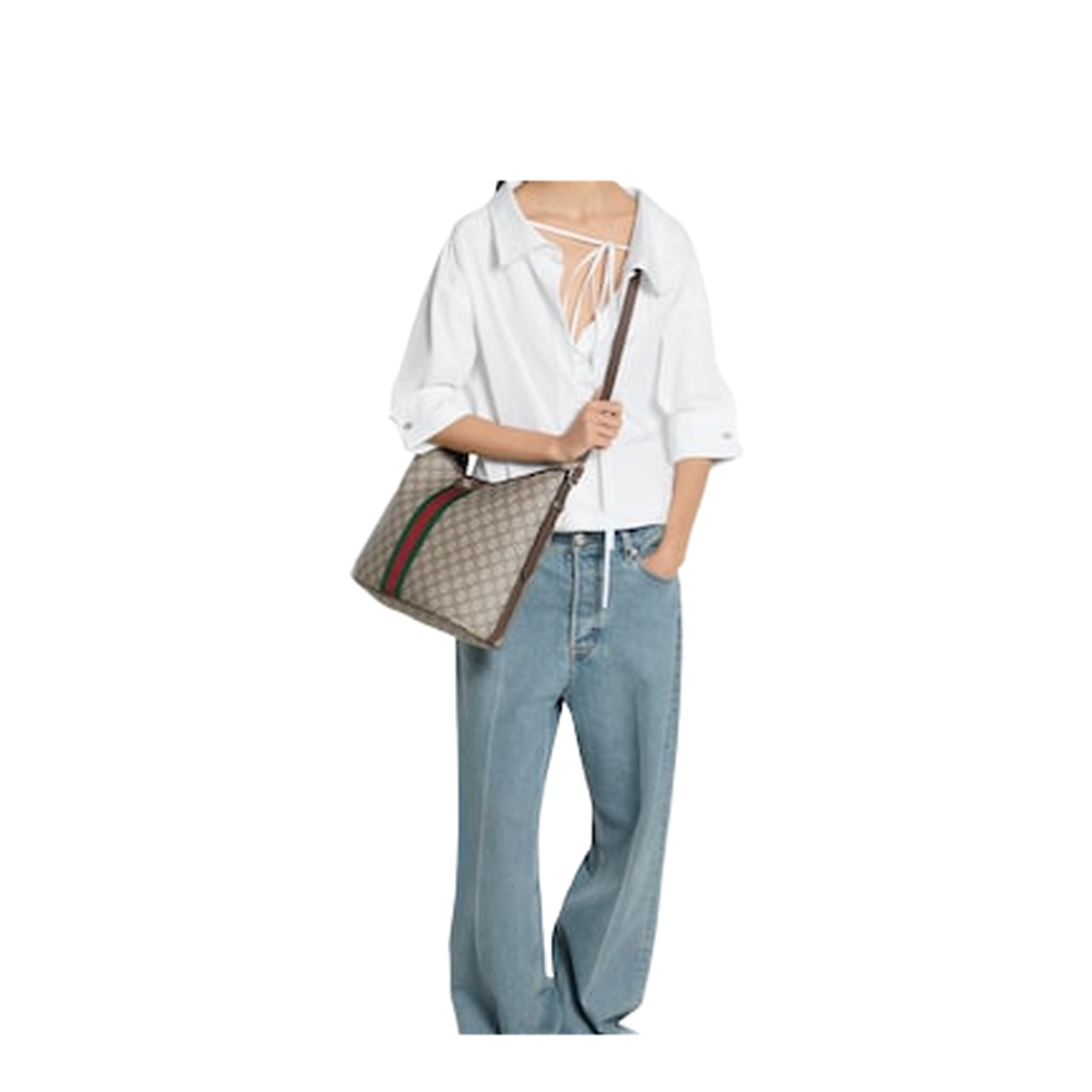 Ophidia Large GG Monogram Coated Fabric Shoulder Bag - Beige/Brown - Image 5