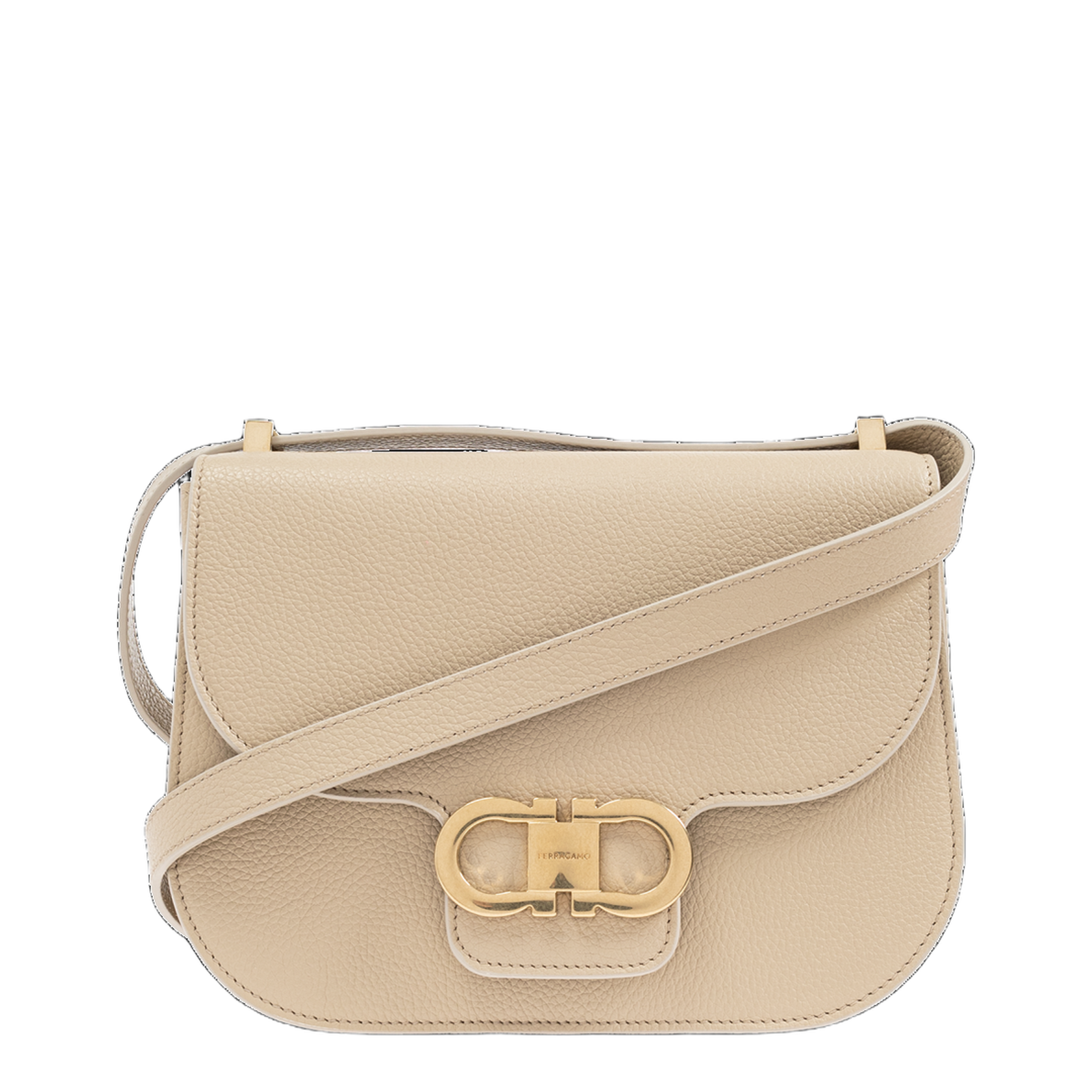 Double Gancini Shoulder Bag in Beige - Image 1