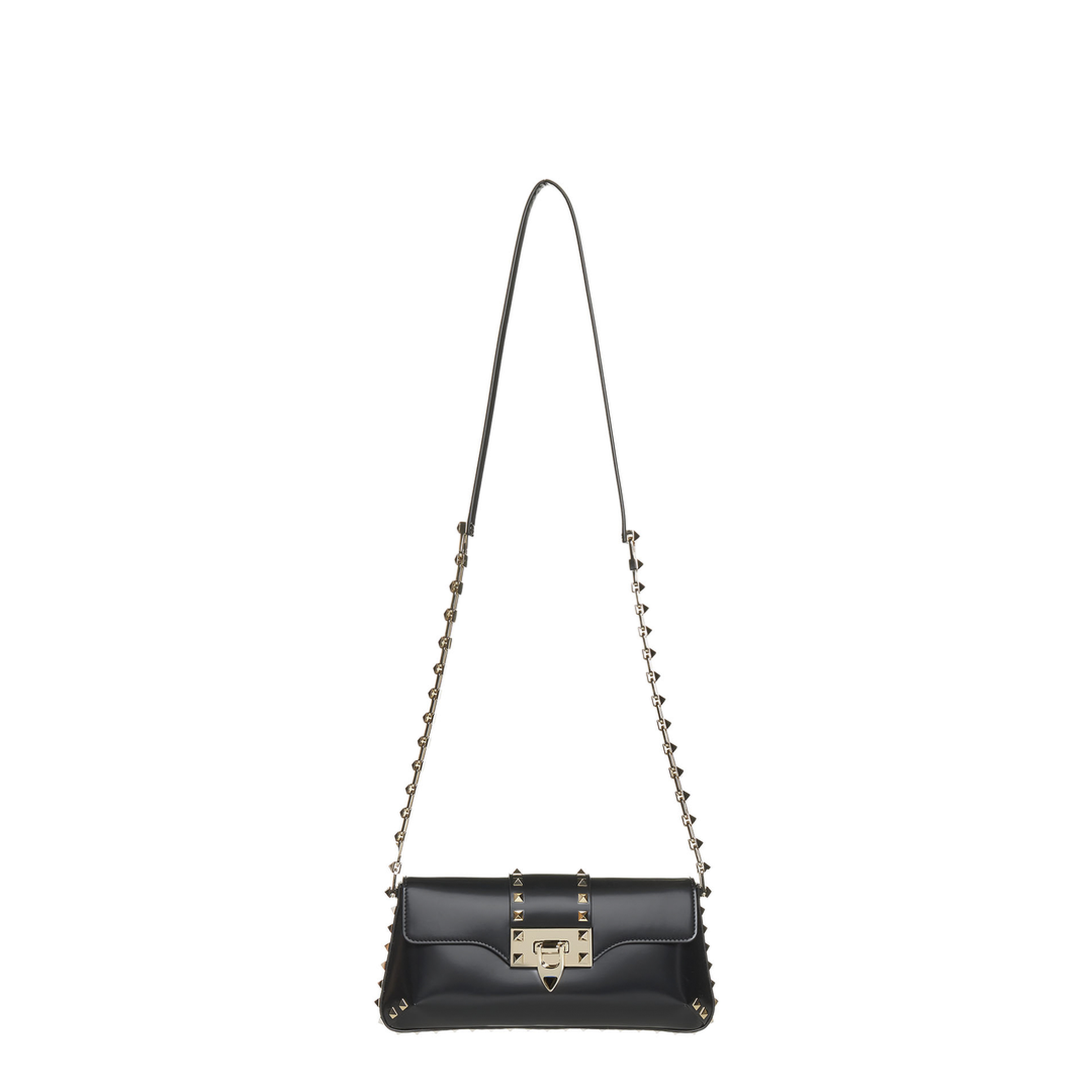 Rockstud Calfskin Shoulder Bag - Black - Image 1