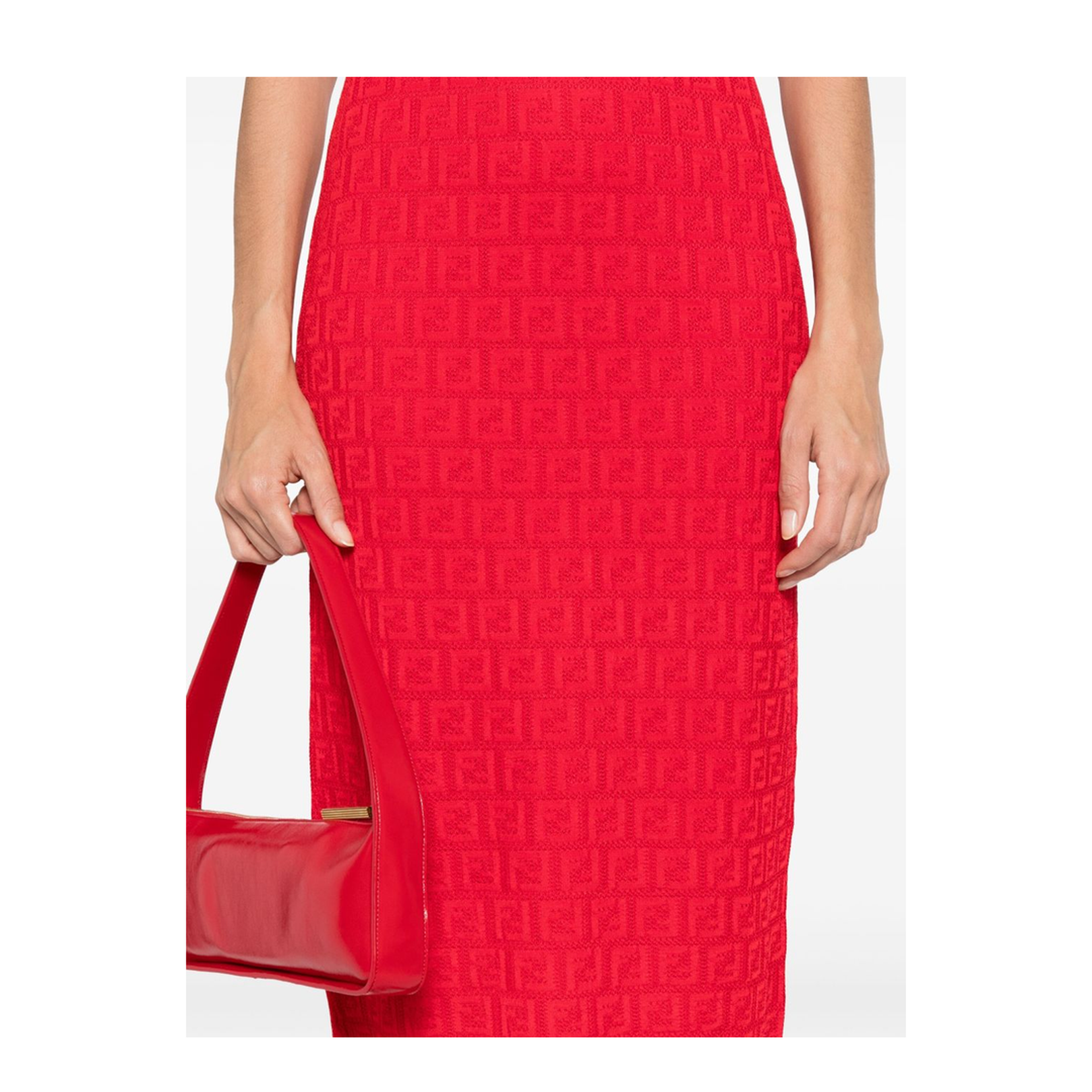 Fitted Midi Dress Red - Image 2