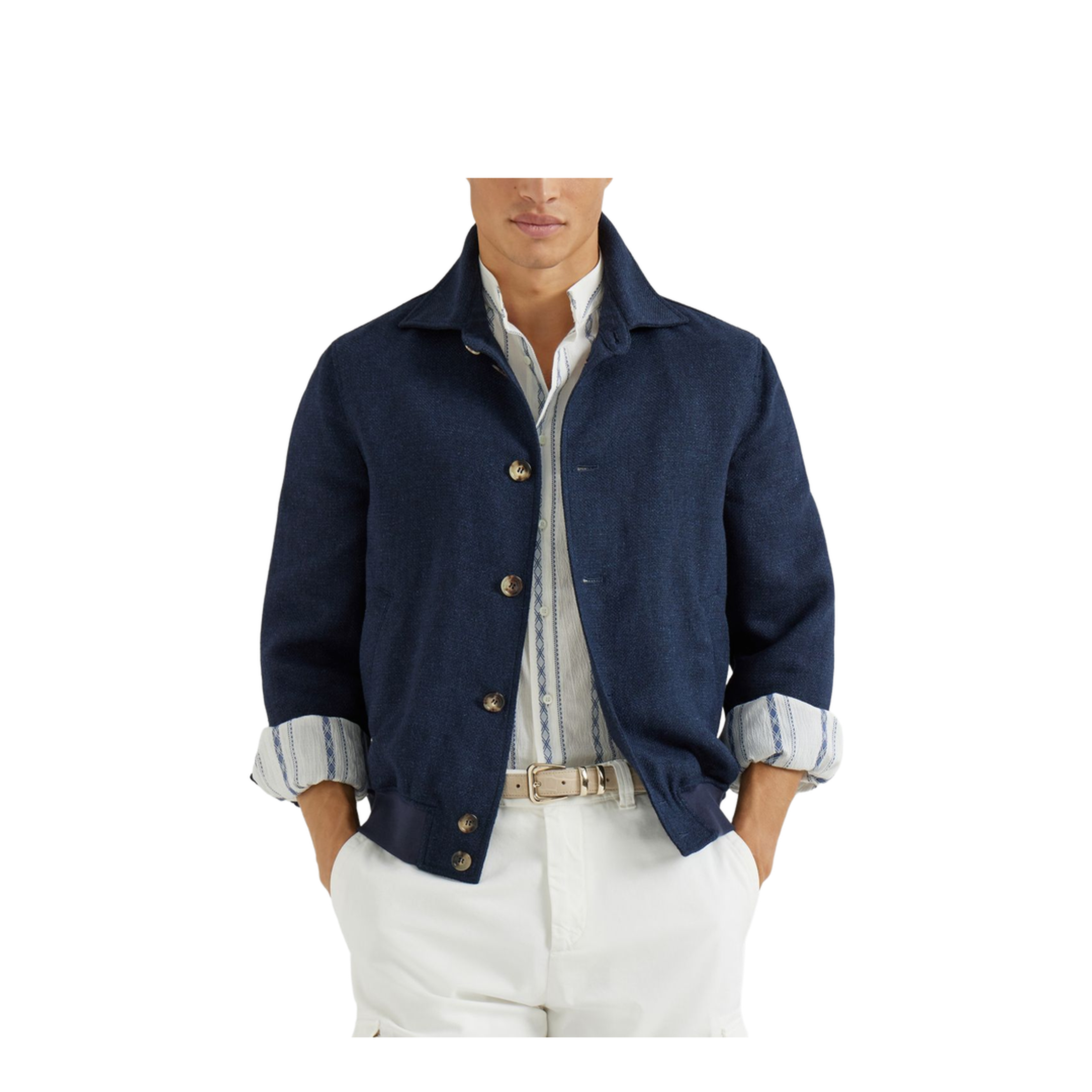 Button Shirt Jacket Navy Blue - Image 4
