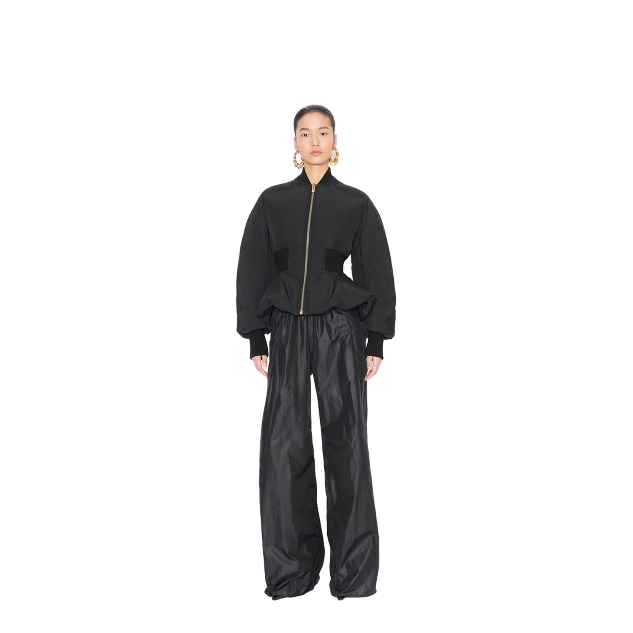 Nylon Peplum Bomber - Image 2
