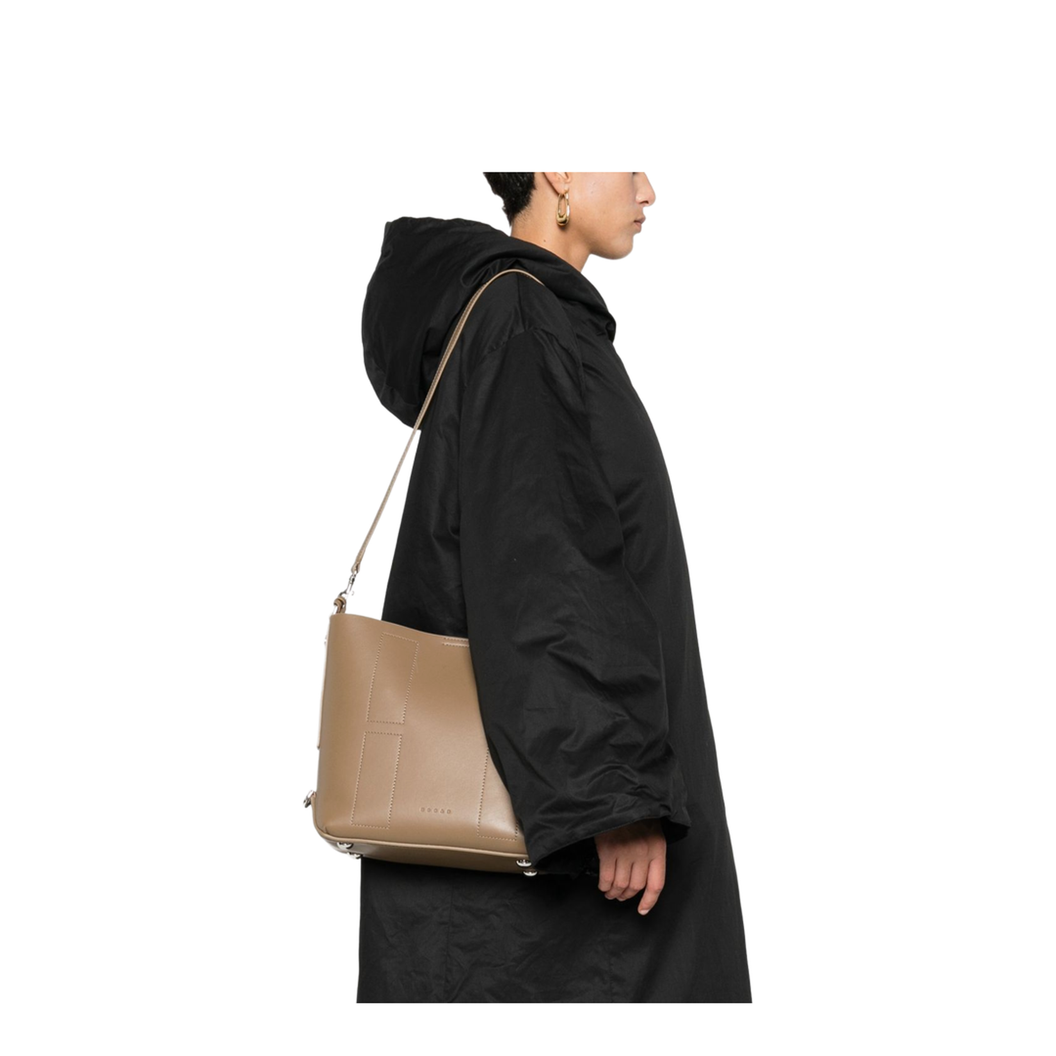 Hocket Small Calf Leather Hobo Bag - Turtledove - Image 3
