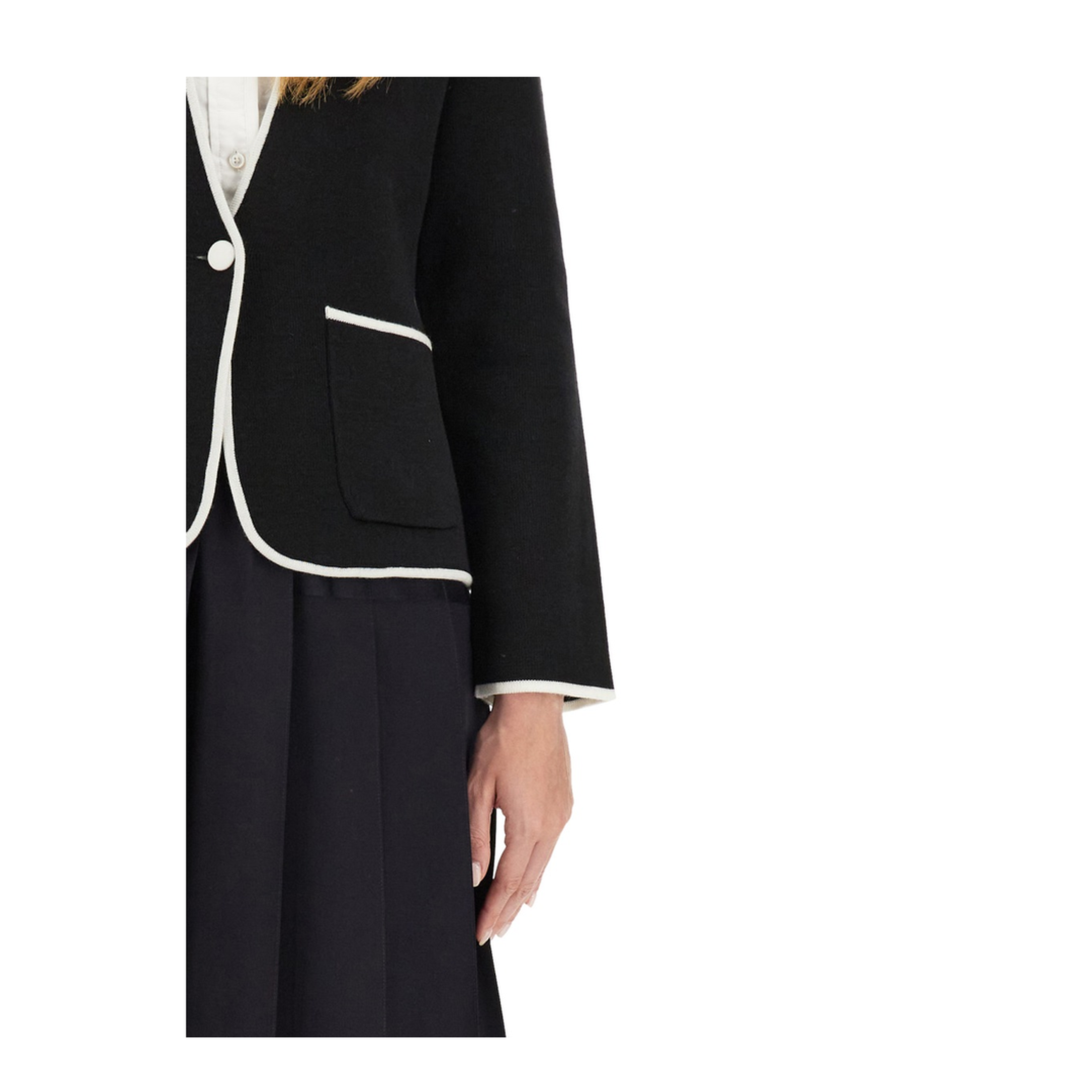 Single-Breasted Collarless Jacket - Image 4