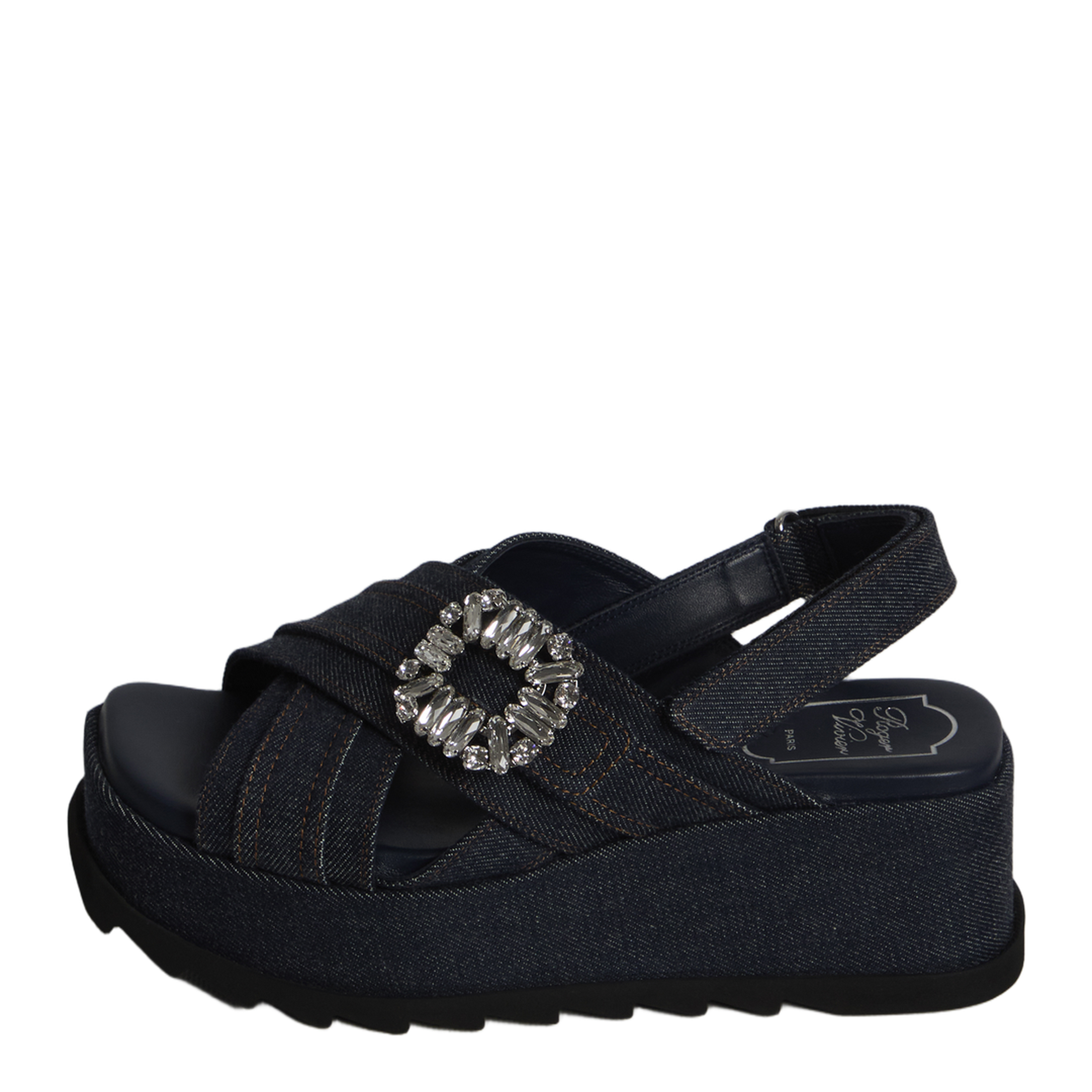 Denim Wedge Sandals - Image 4