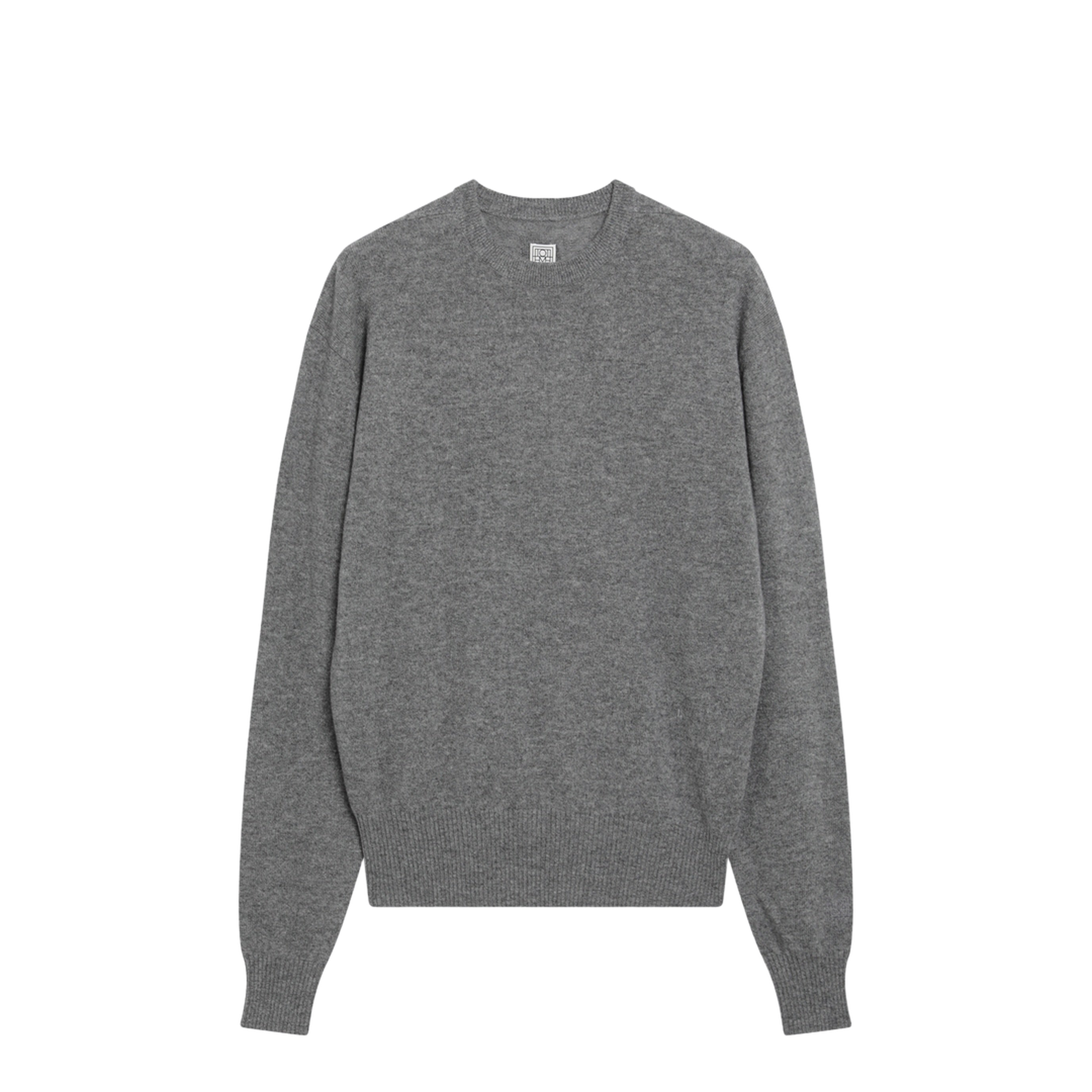 Classic Cashmere Crew-Neck Sweater in Mid Grey Melange - Image 1