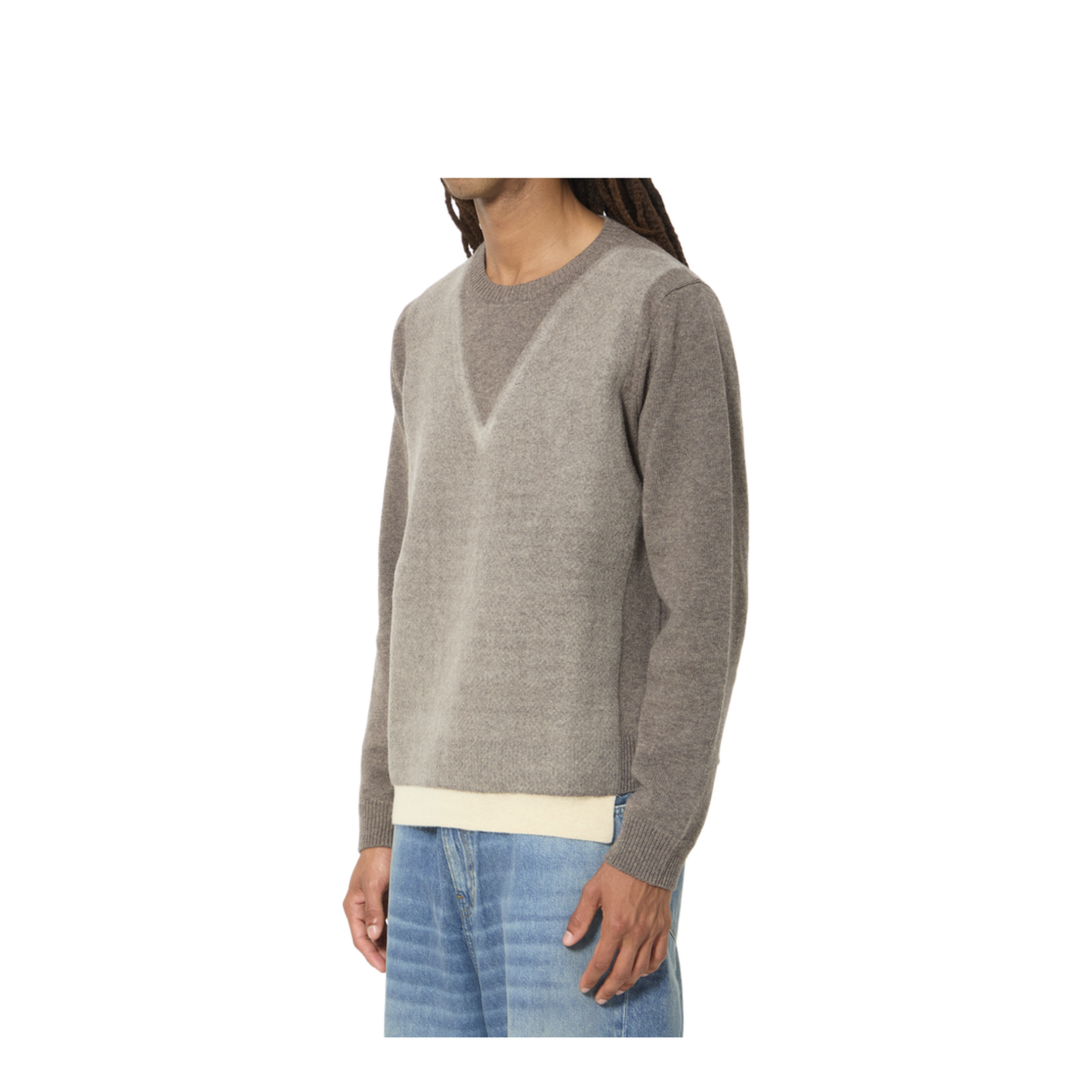 Virgin Wool Crewneck Sweater In Fused Knit - Image 2