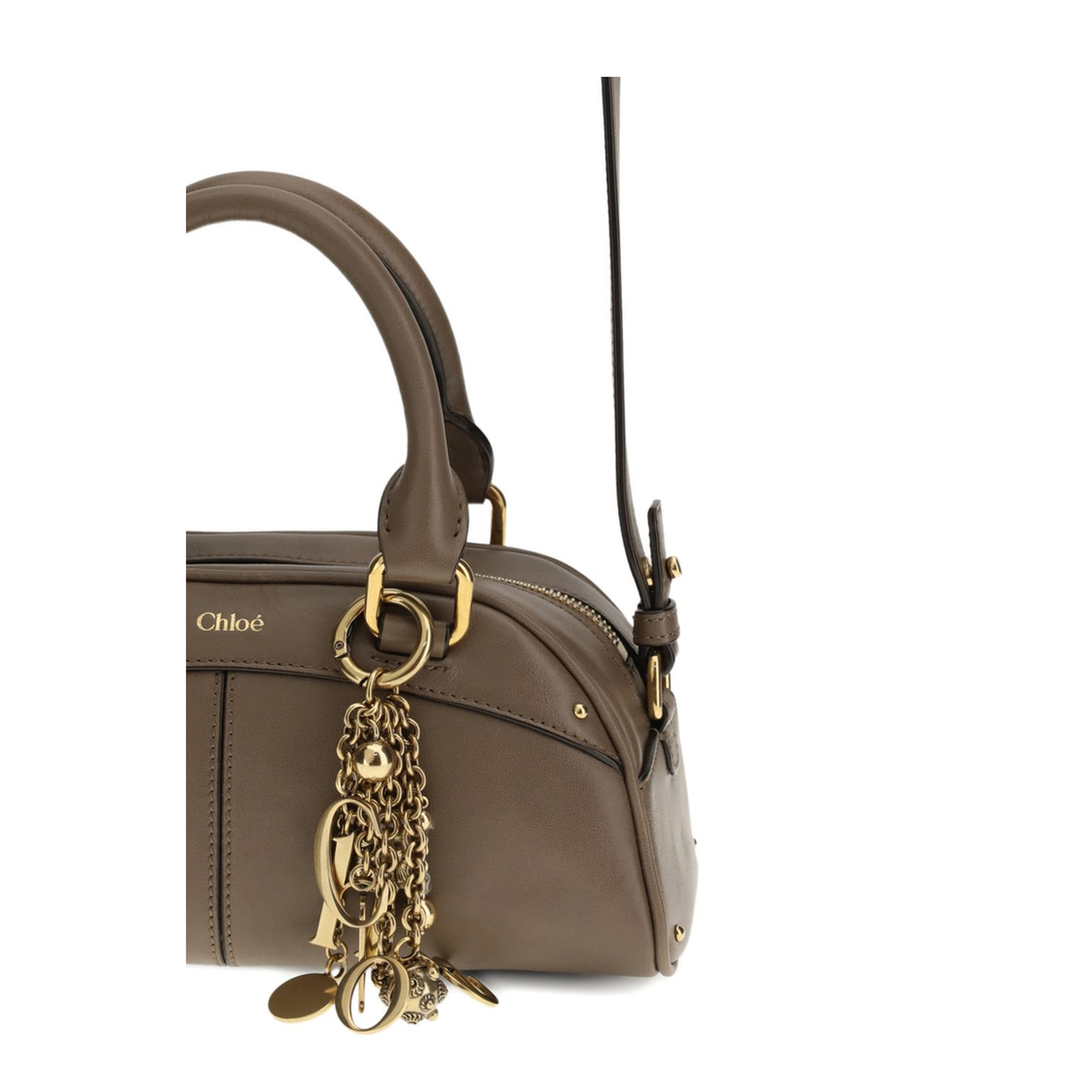 Small Bowling Bag in Soft Leather Beige - Image 5