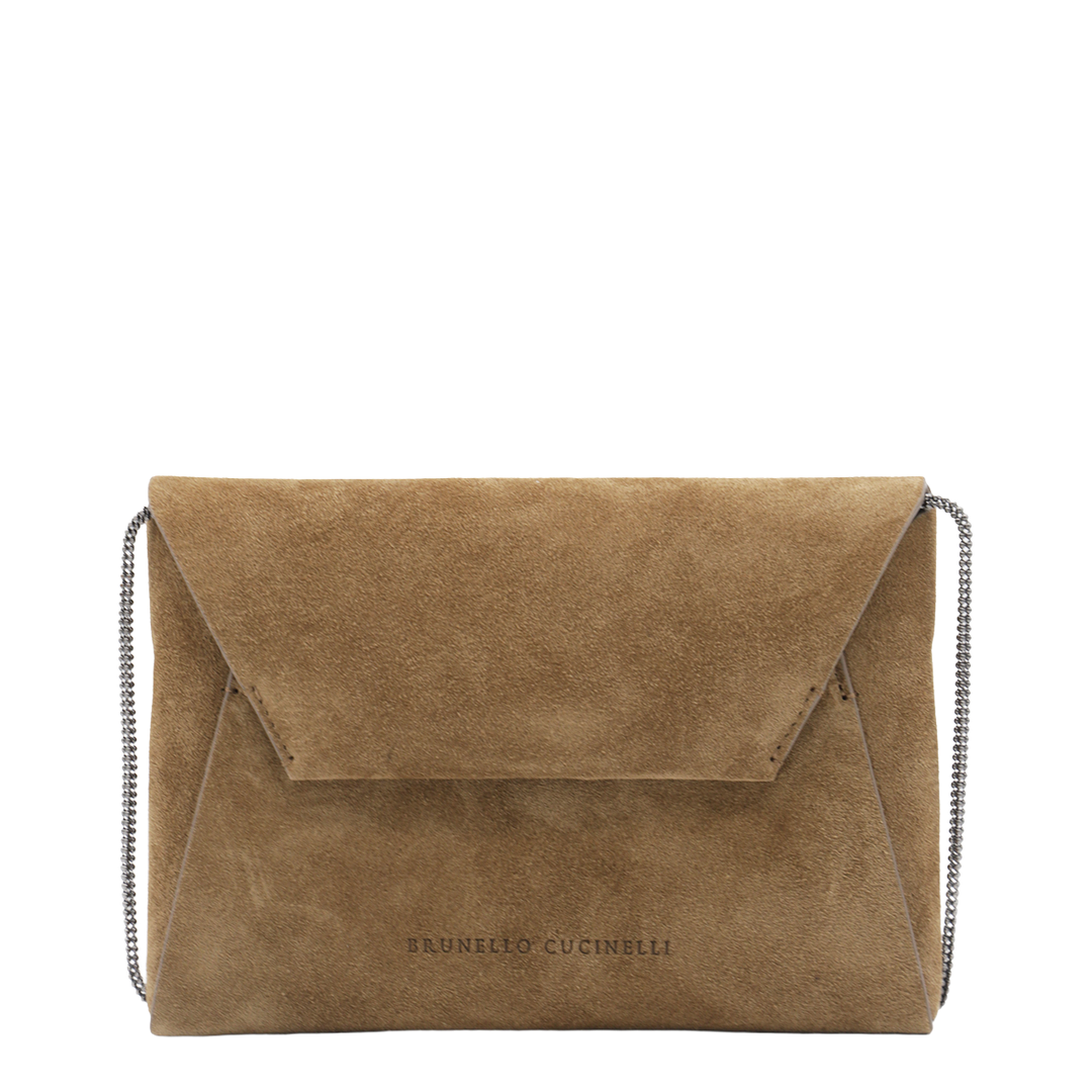 Suede Clutch Bag Brown - Image 1