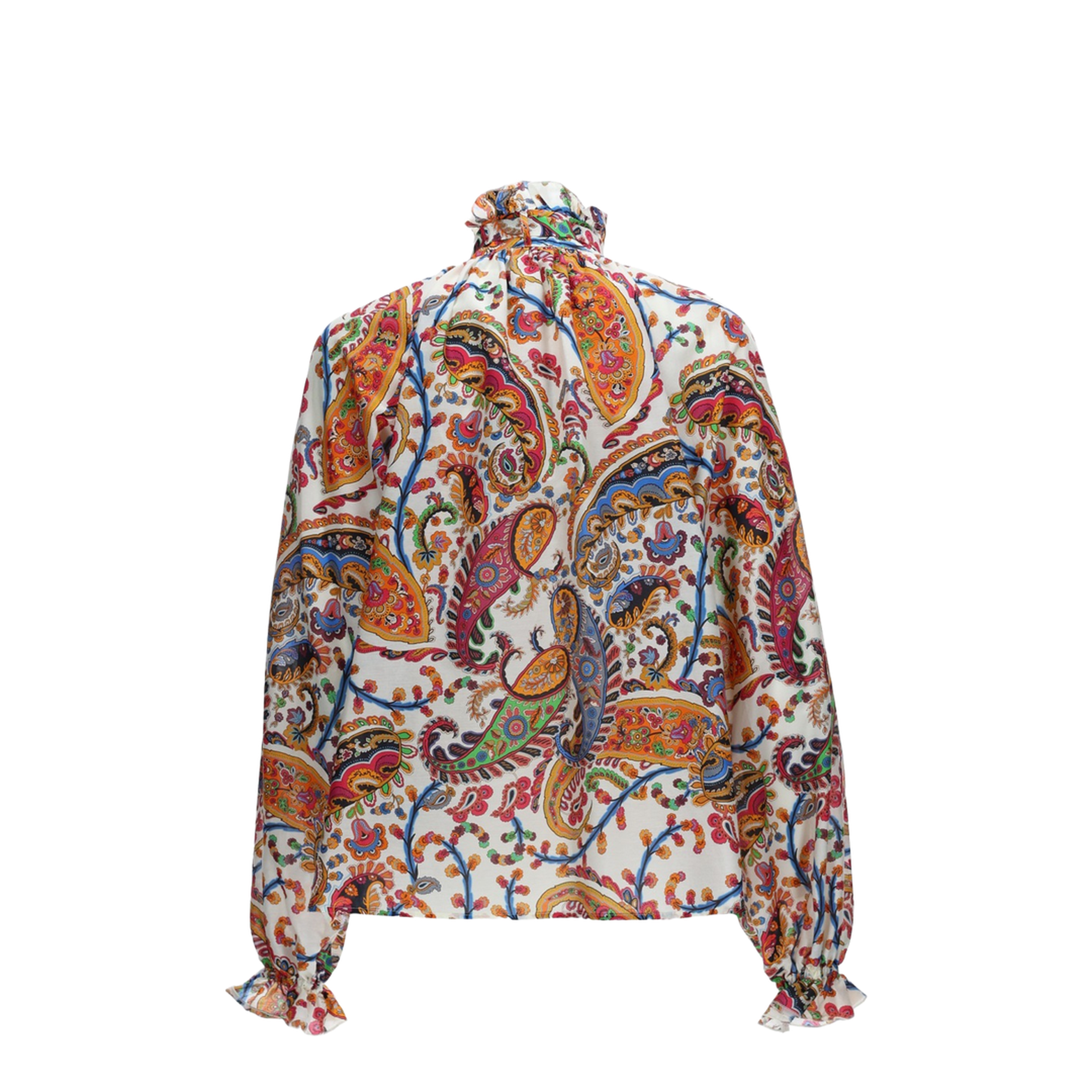 Cotton and Silk Blouse with Paisley Print - Multicolor - Image 2