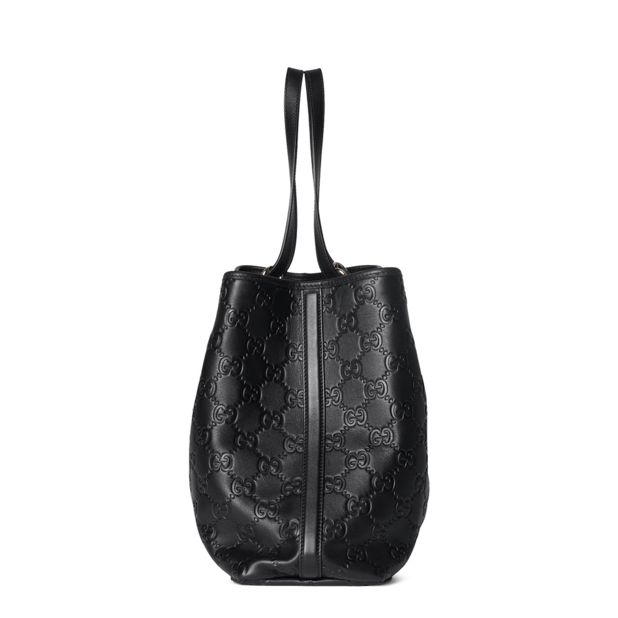Emblem Large Leather Tote - Black - Image 4