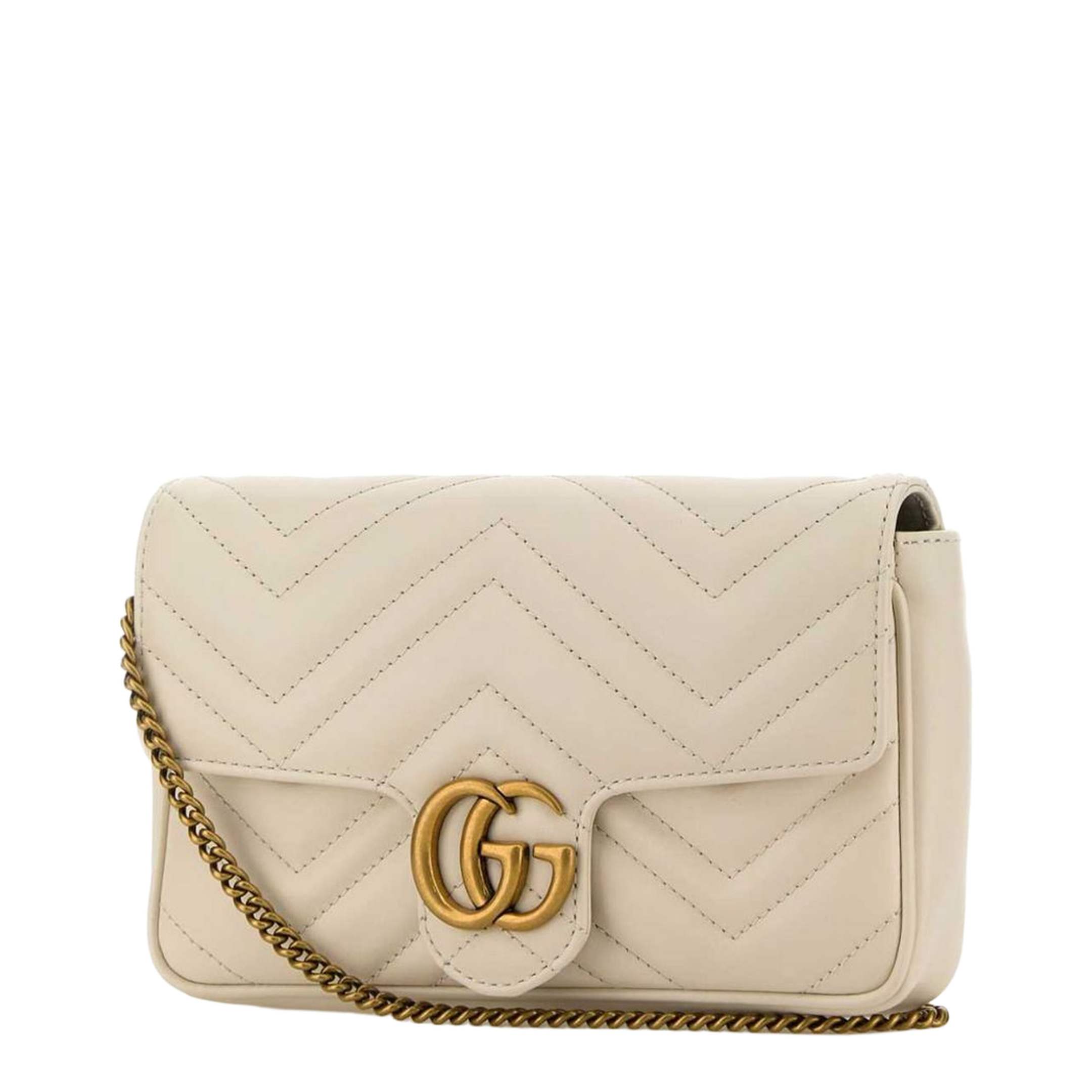 GG Marmont Small Matelassé Chevron Leather Shoulder Bag - White - Image 3