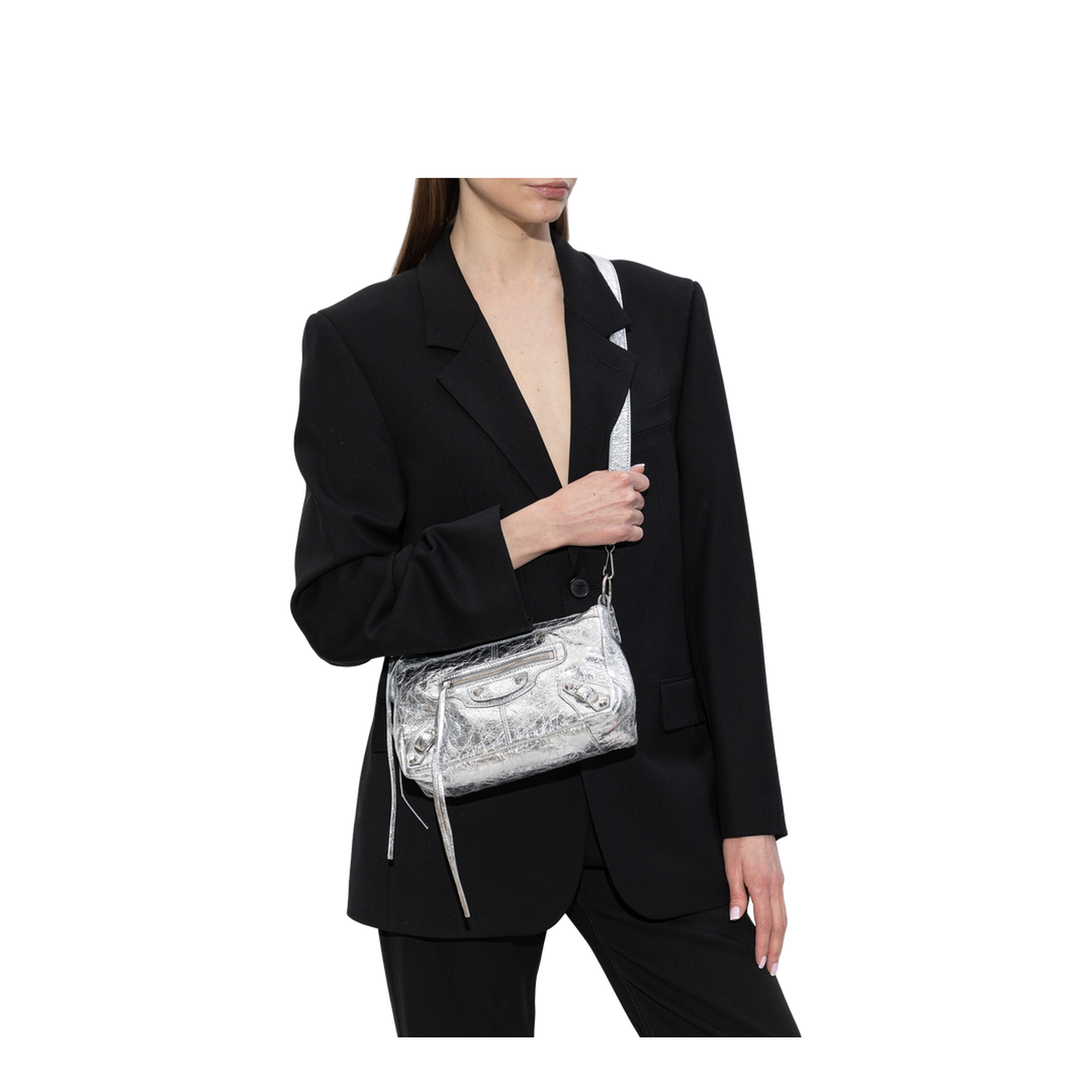 Le City Moto Mini Lambskin Shoulder Bag - Silver - Image 2