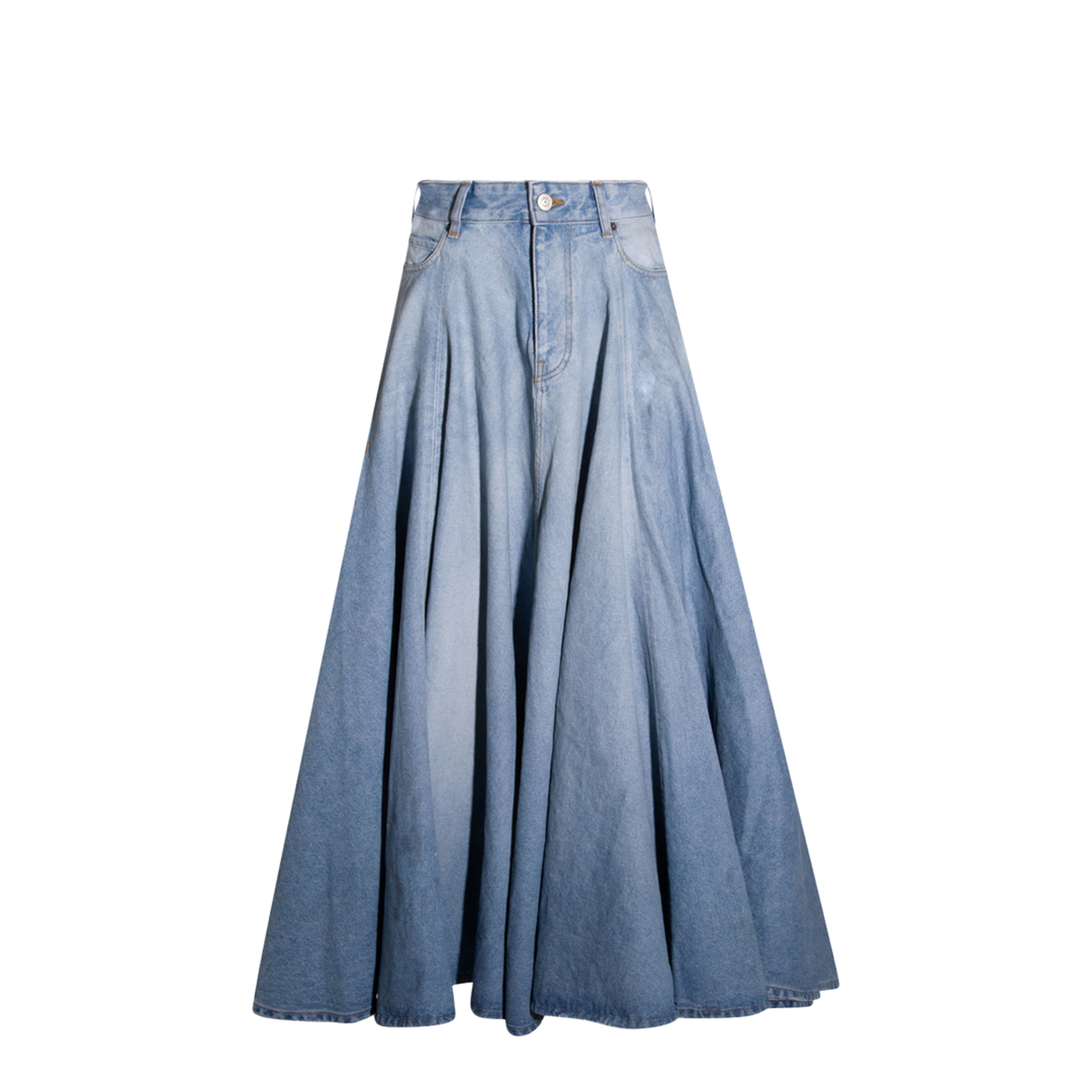 Godet Maxi Skirt in Dirty Light Blue - Image 1