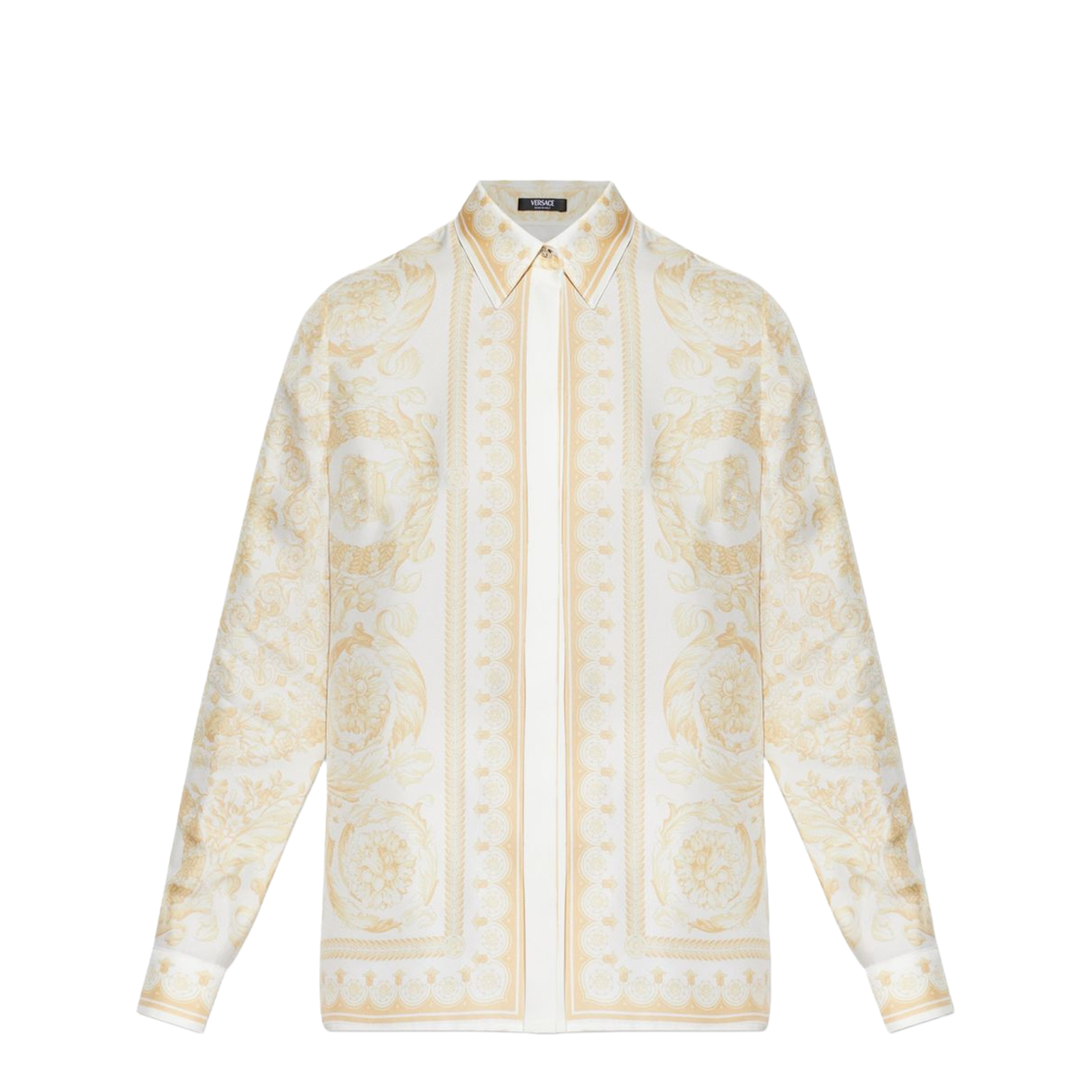 Barocco Print Silk Shirt Gold - Image 1