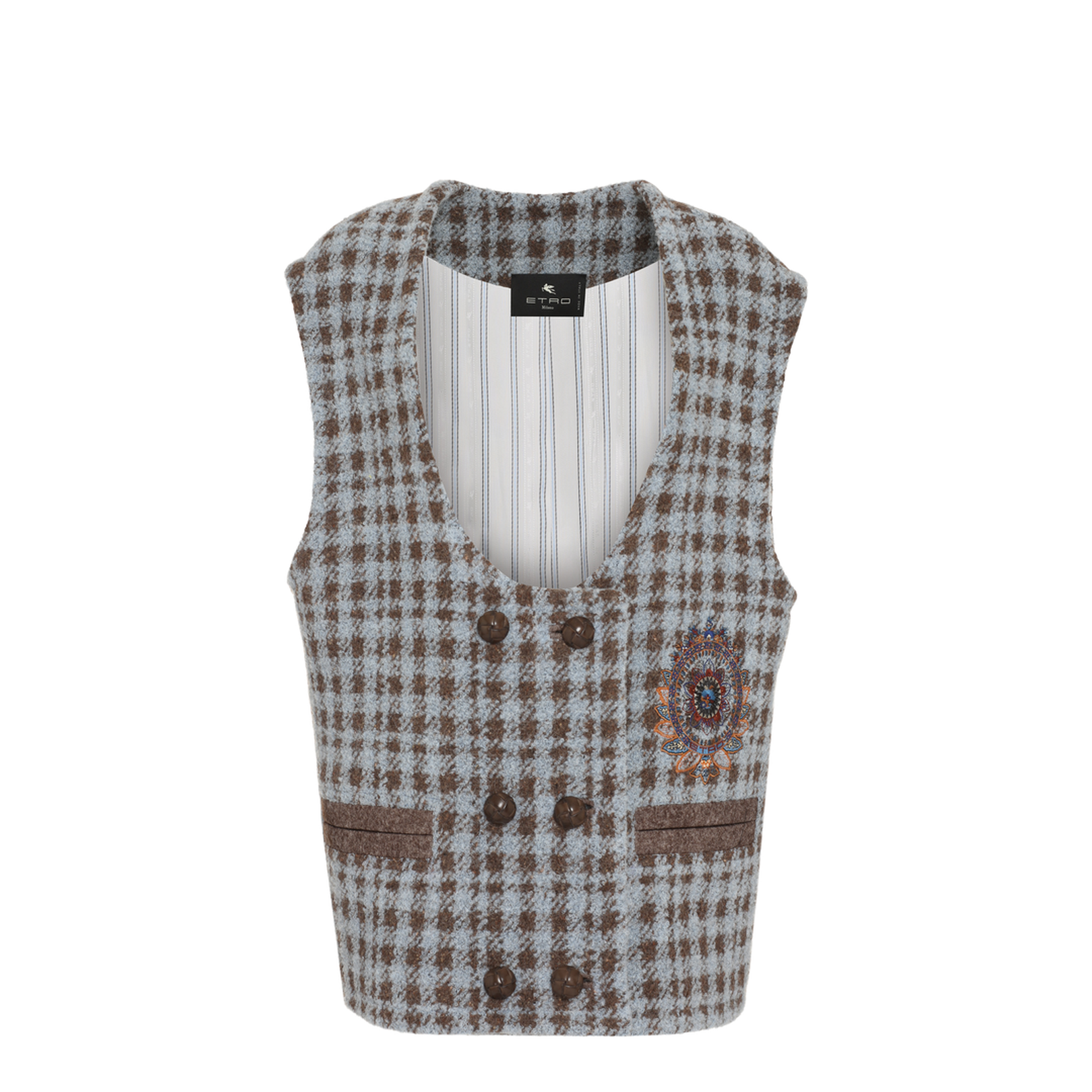 Checked Wool Blend Vest - Image 1