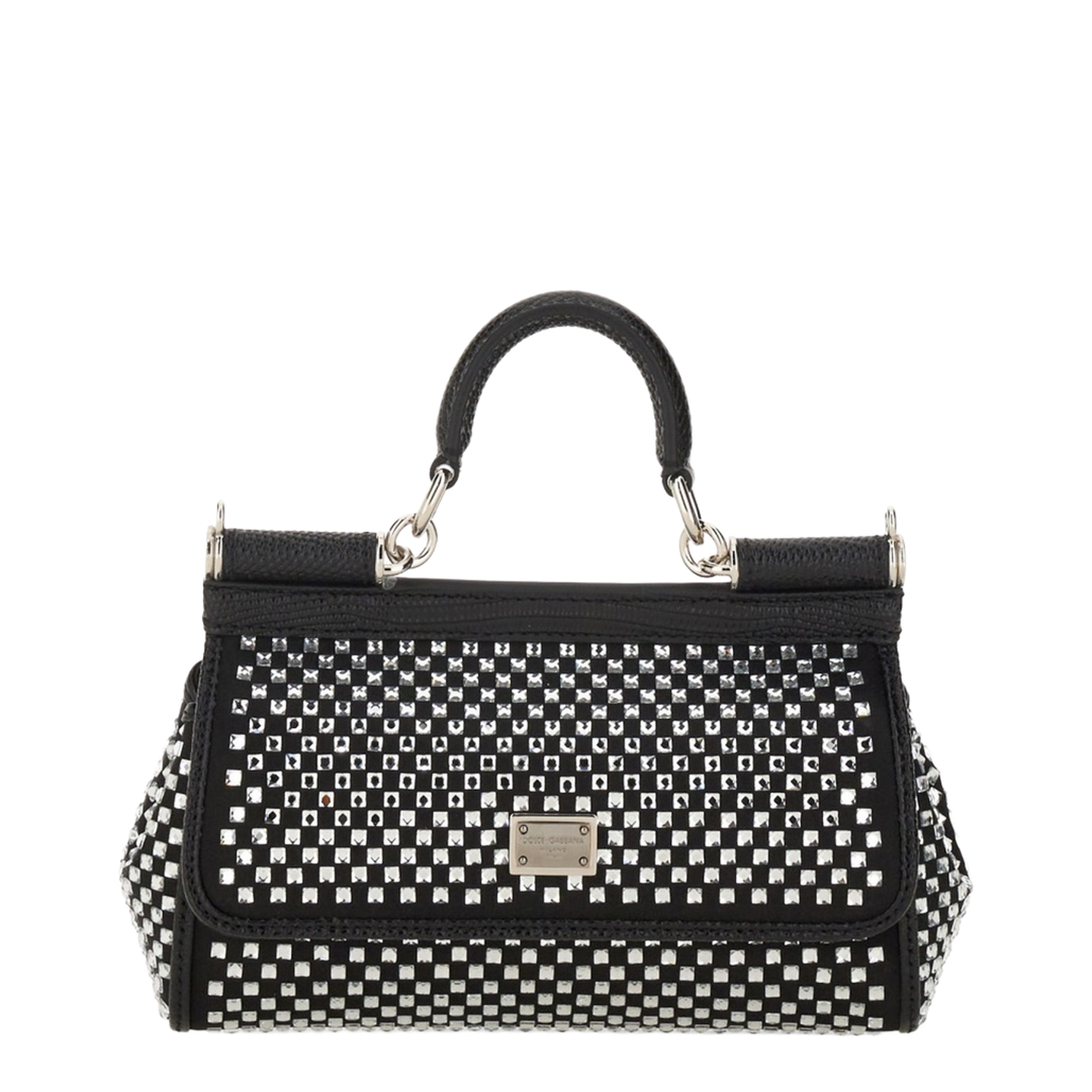 Sicily Small Satin Top-Handle Bag - Black - Image 1