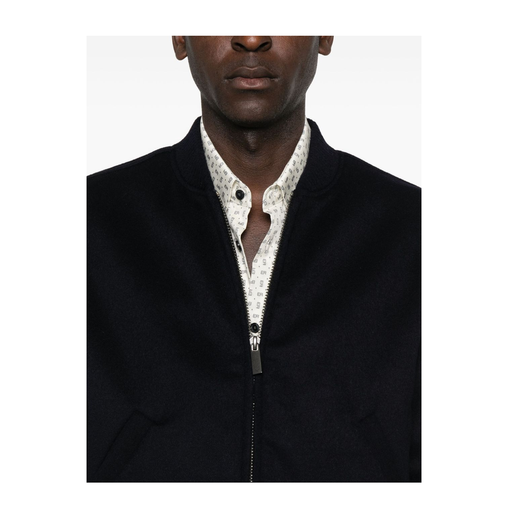 Black Ribbed Hem and Cuffs Zip Fastening Jacket - Image 2