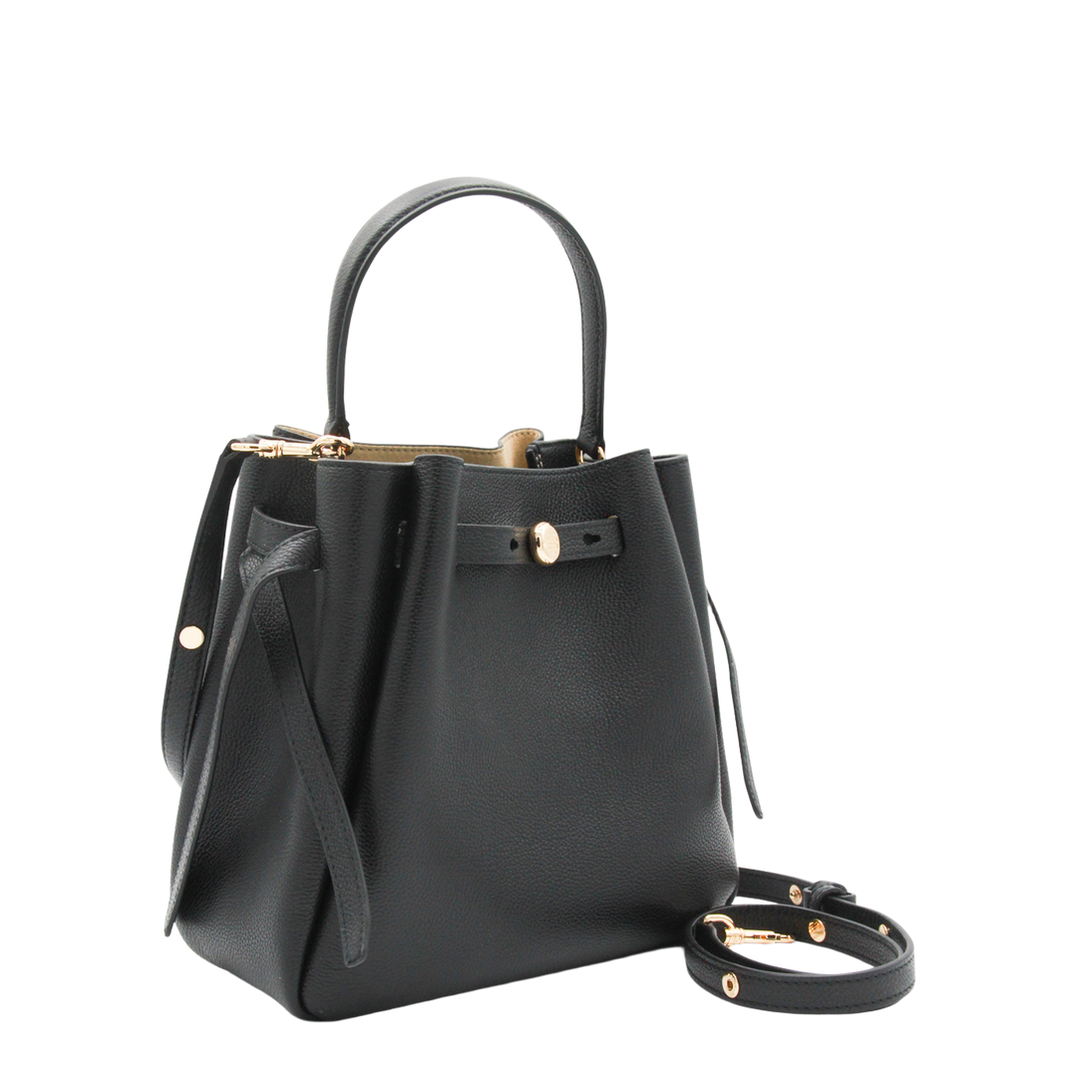 Romy Pebbled Leather Bucket Bag - Black - Image 3