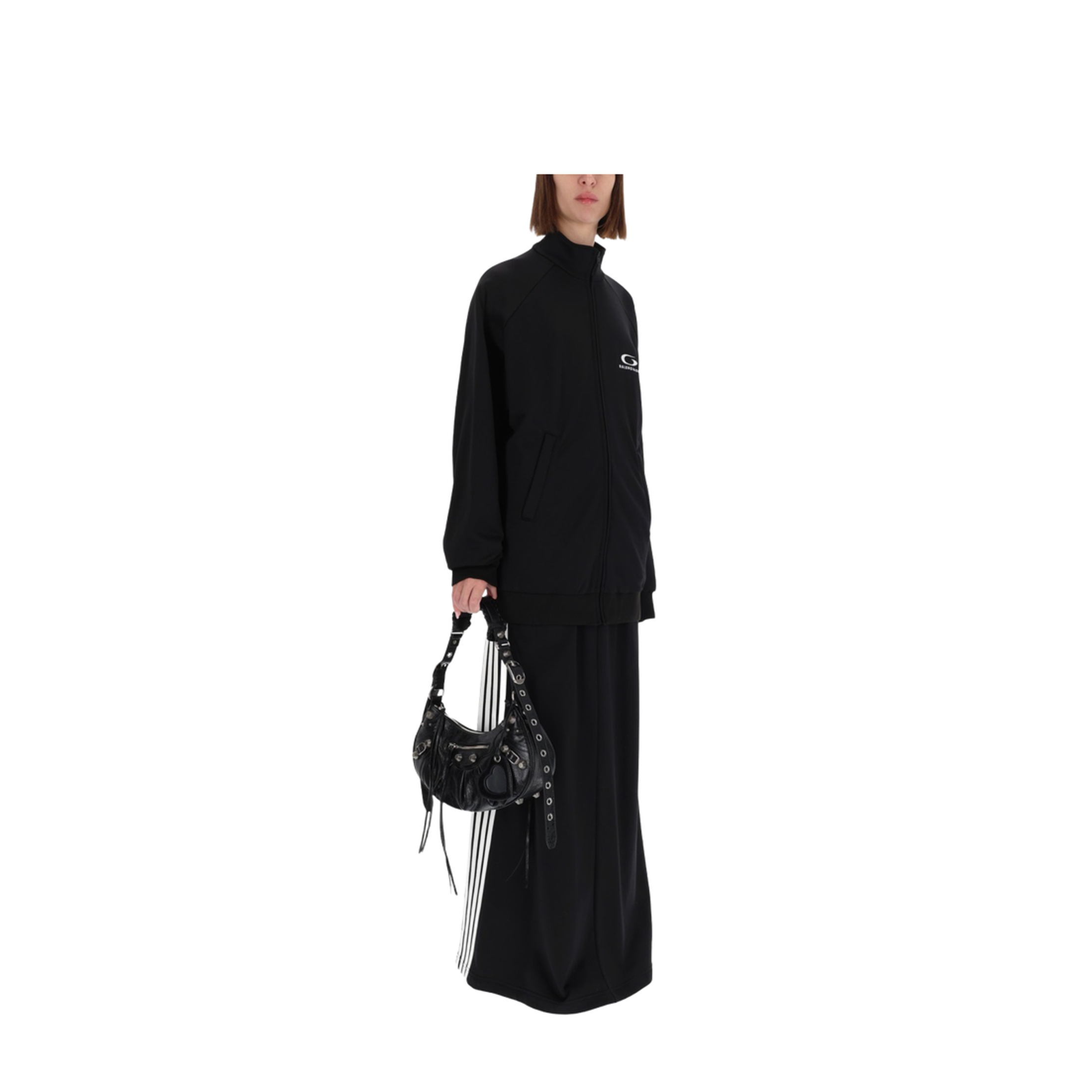 Black Cotton Zip-Up Tracksuit Jacket - Image 2