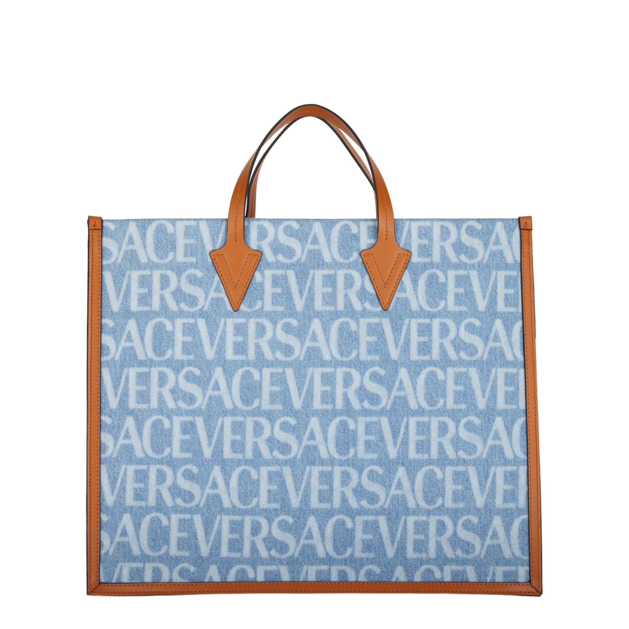 La Medusa Denim Tote - Light Blue/Brown - Image 5