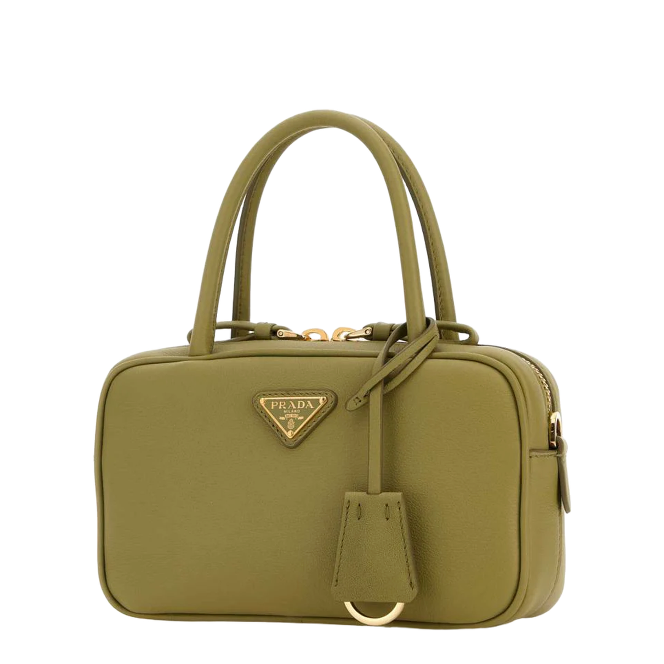 Triangle-Logo Calf Leather Handbag - Pistacchio (Sage Green) - Image 2
