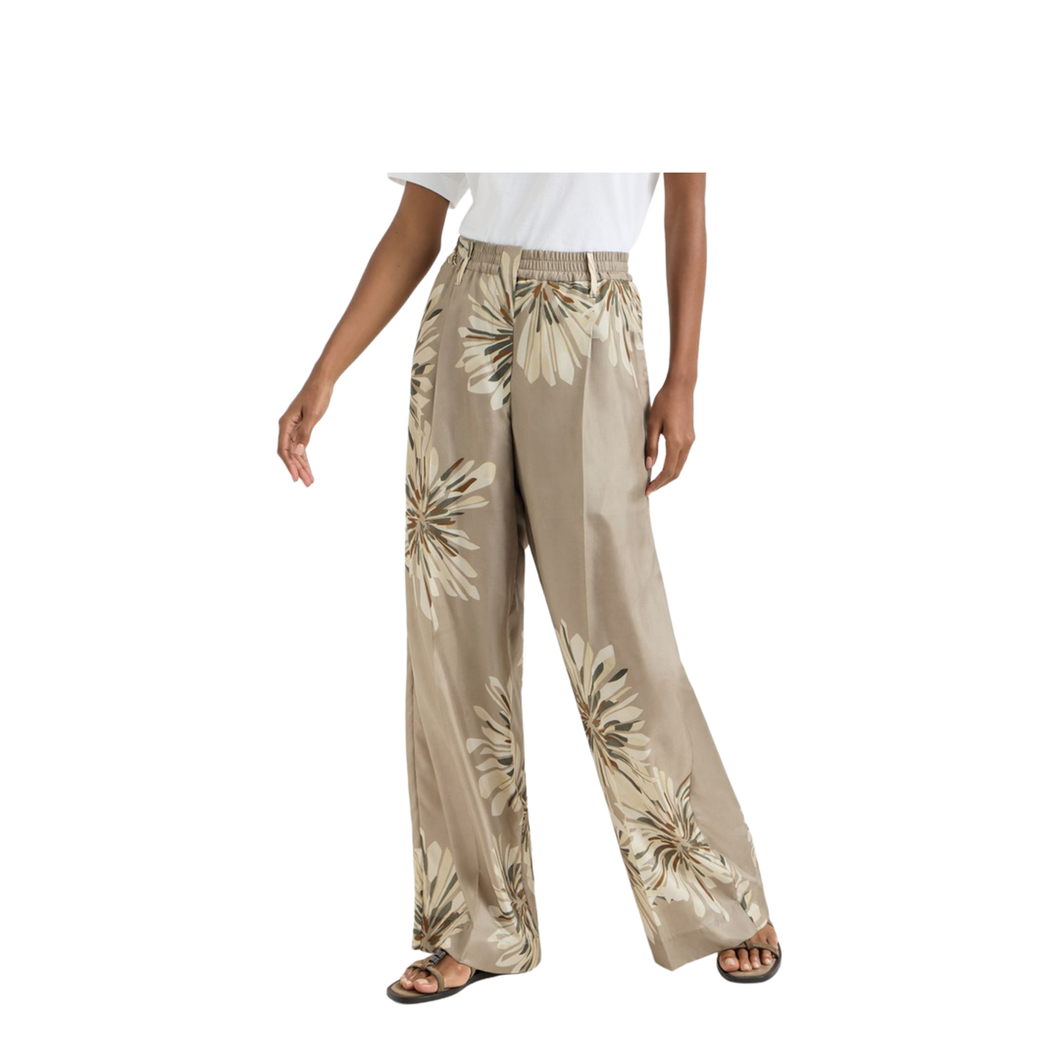 Bloom Pattern Pants Khaki - Image 4