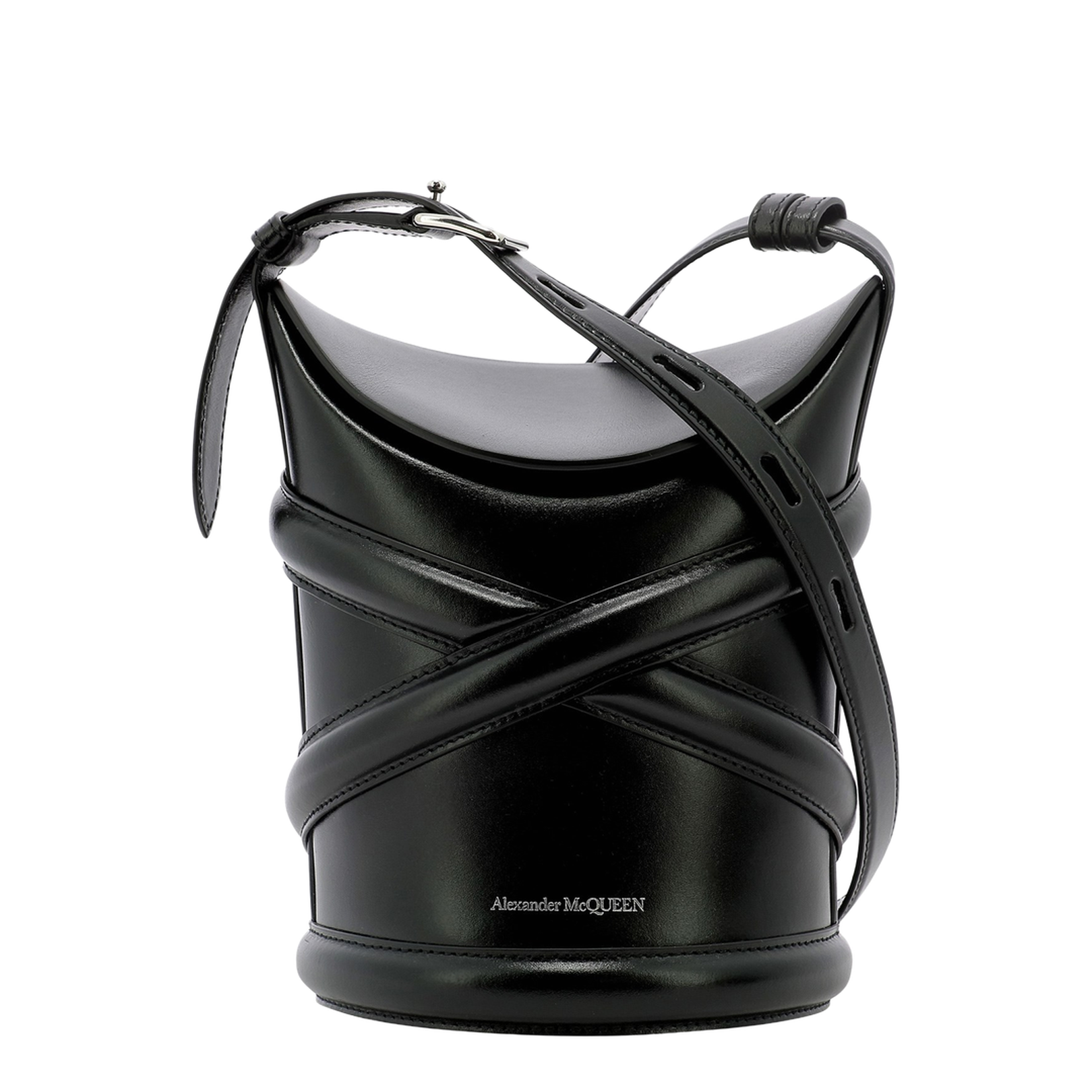 The Curve Calf Leather Bucket Bag - Black - Image 1