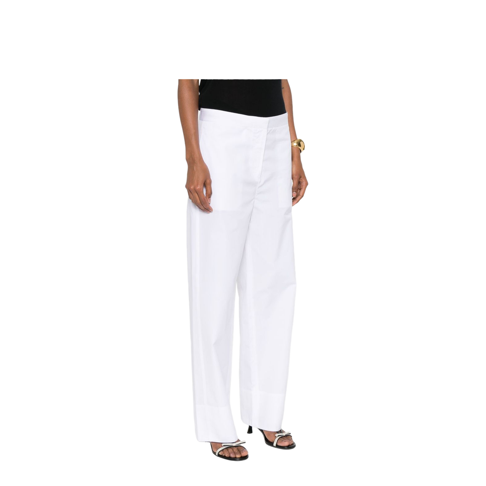 White Pants with Two Rear Patch Pockets in Cotton - Image 3