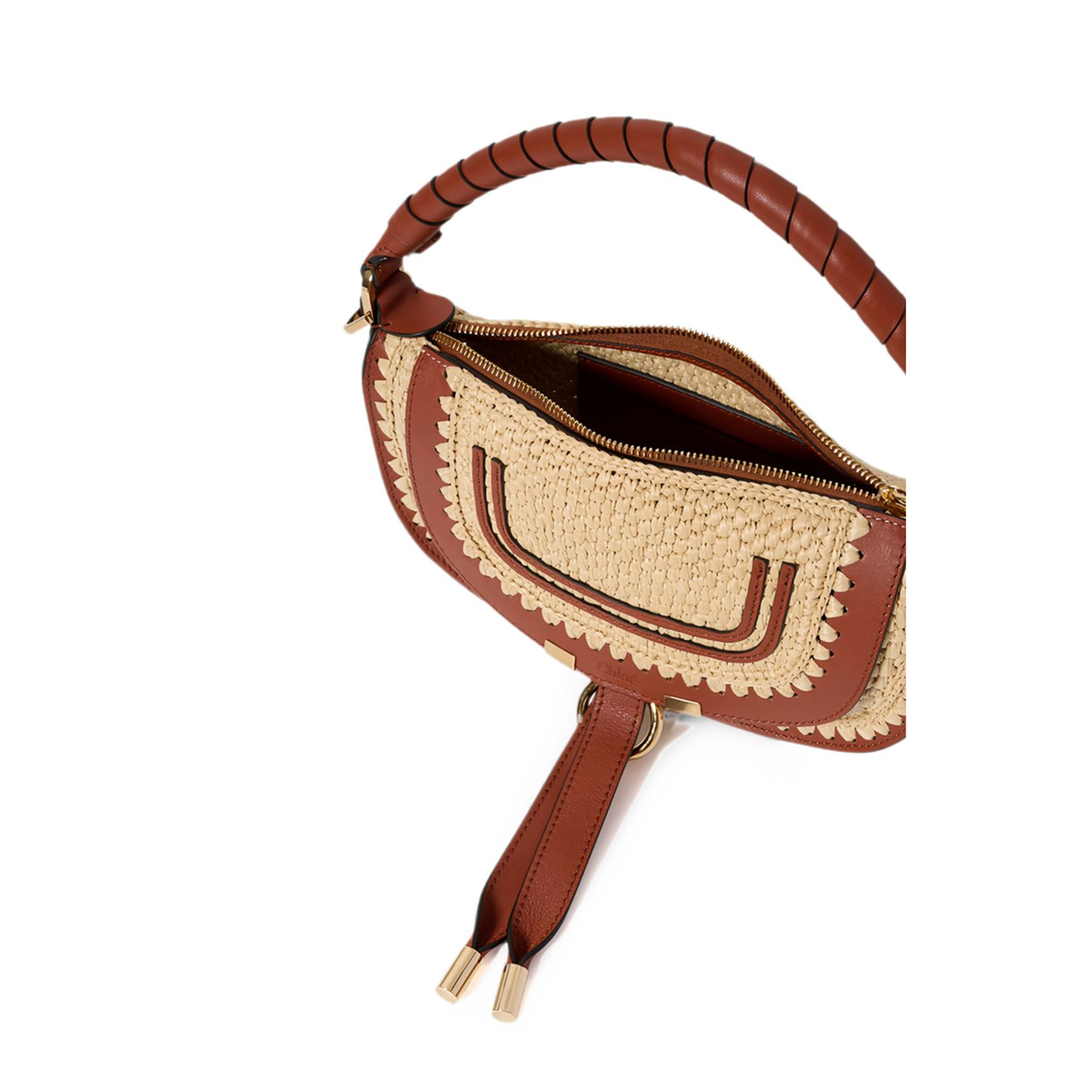 Marcie Mini Raffia-Effect Shoulder Bag - Clay Brown - Image 3