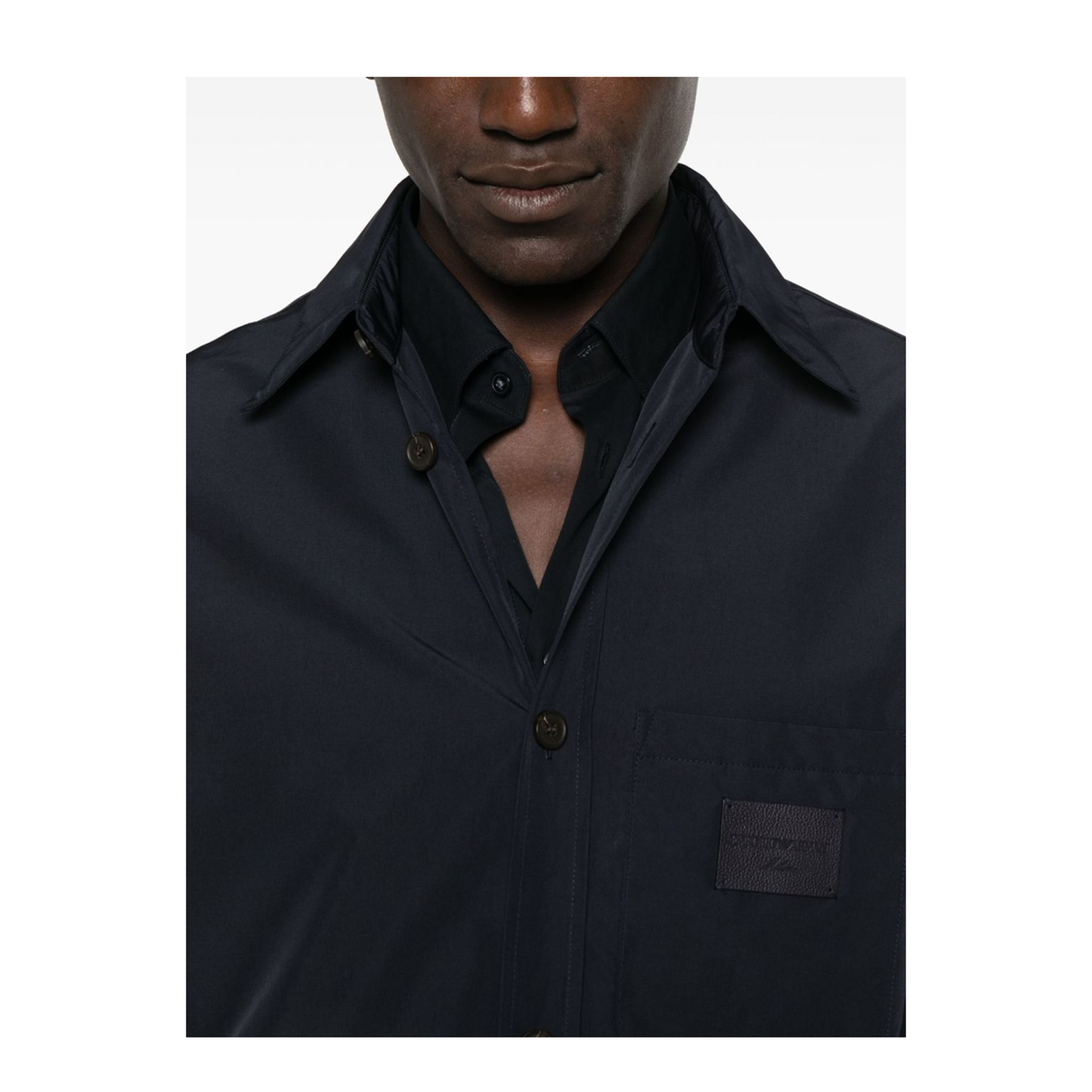 Nylon Shirt Jacket with Patch Pocket - Image 2