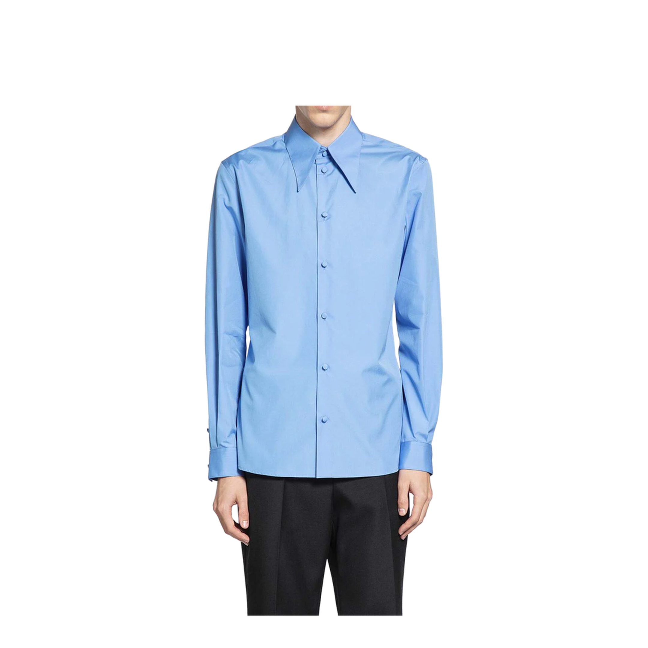 Shirts Light Blue Cotton Poplin - Image 1