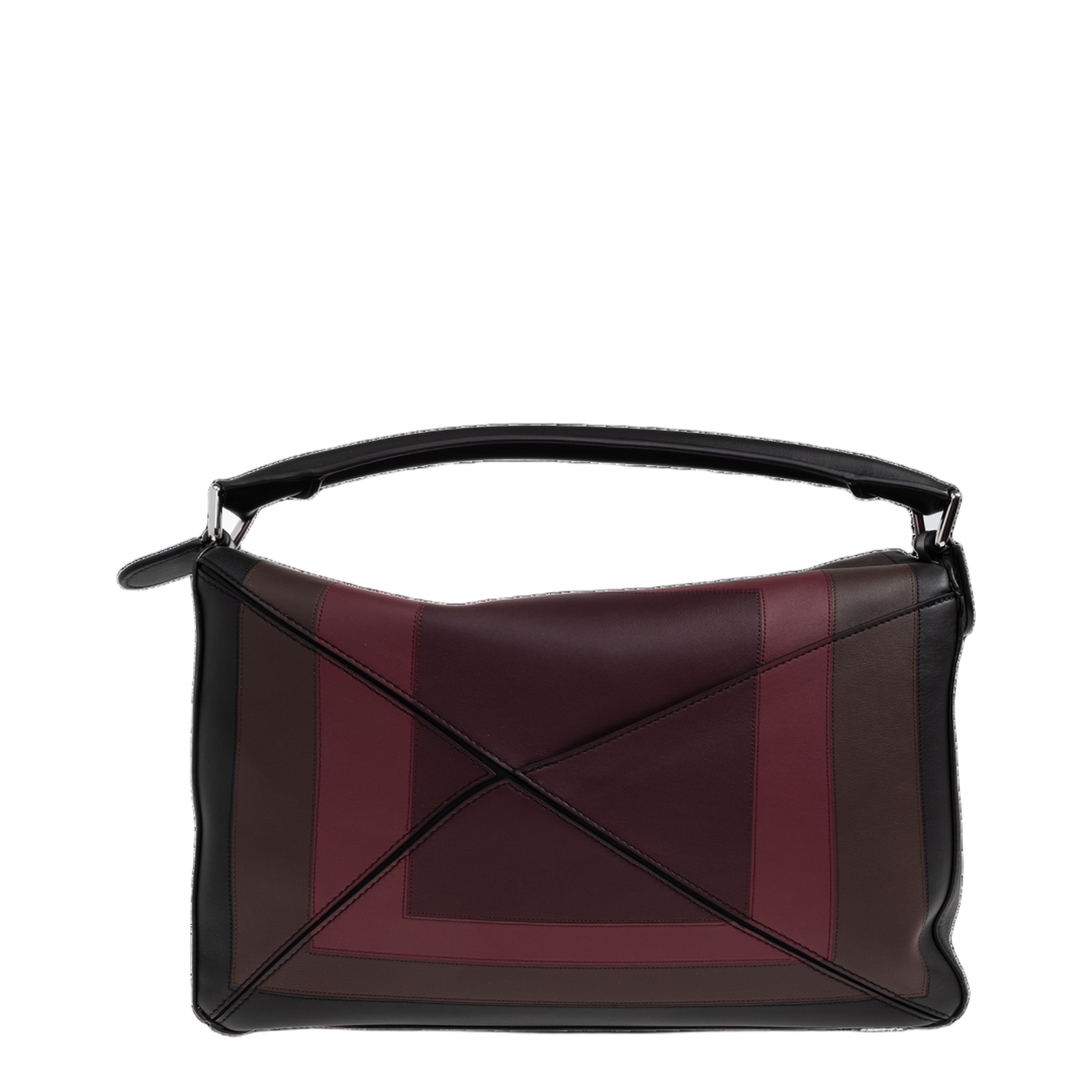 Puzzle Large Handbag Black Burgundy - Image 3