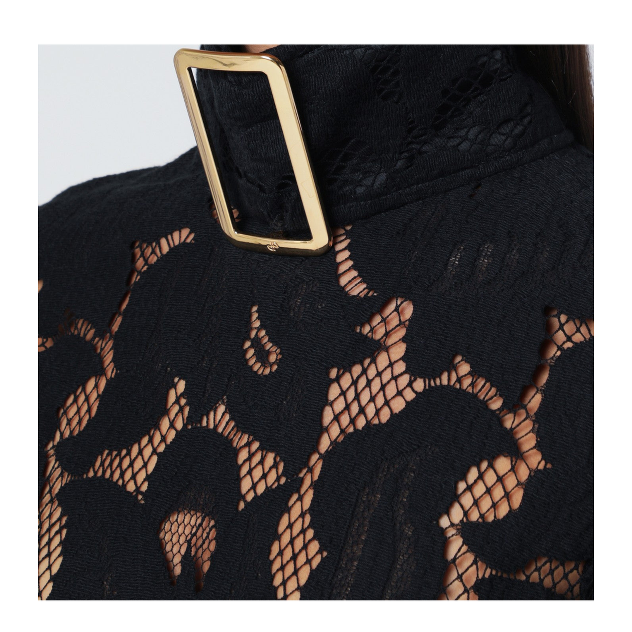 Black Mini Dress with Buckle Collar - Image 2