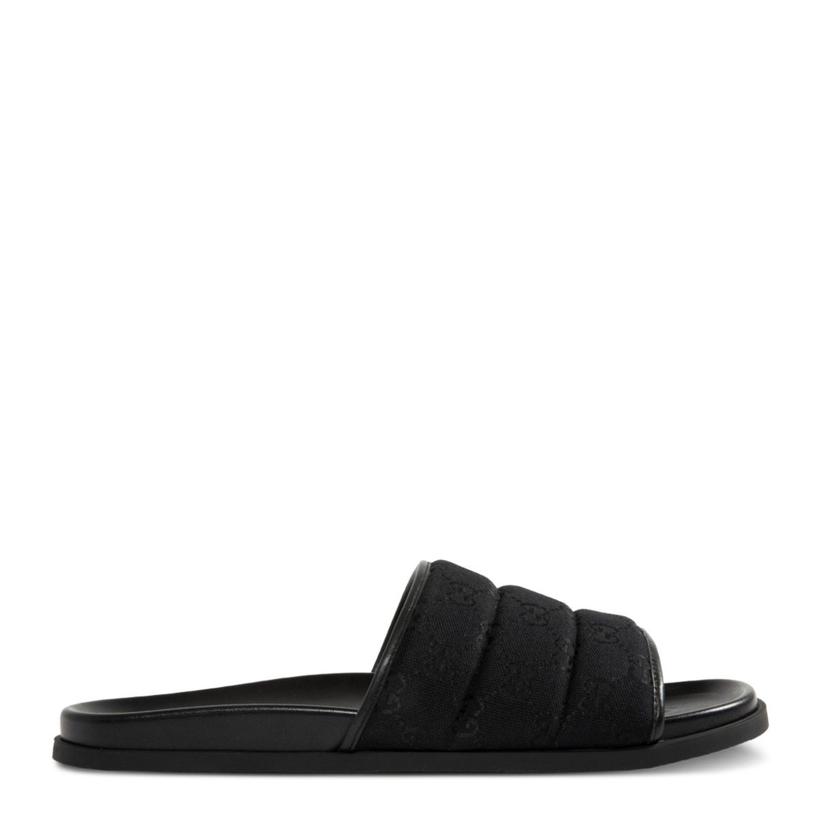 Slide Sandal in Black Padded Canvas - Image 1