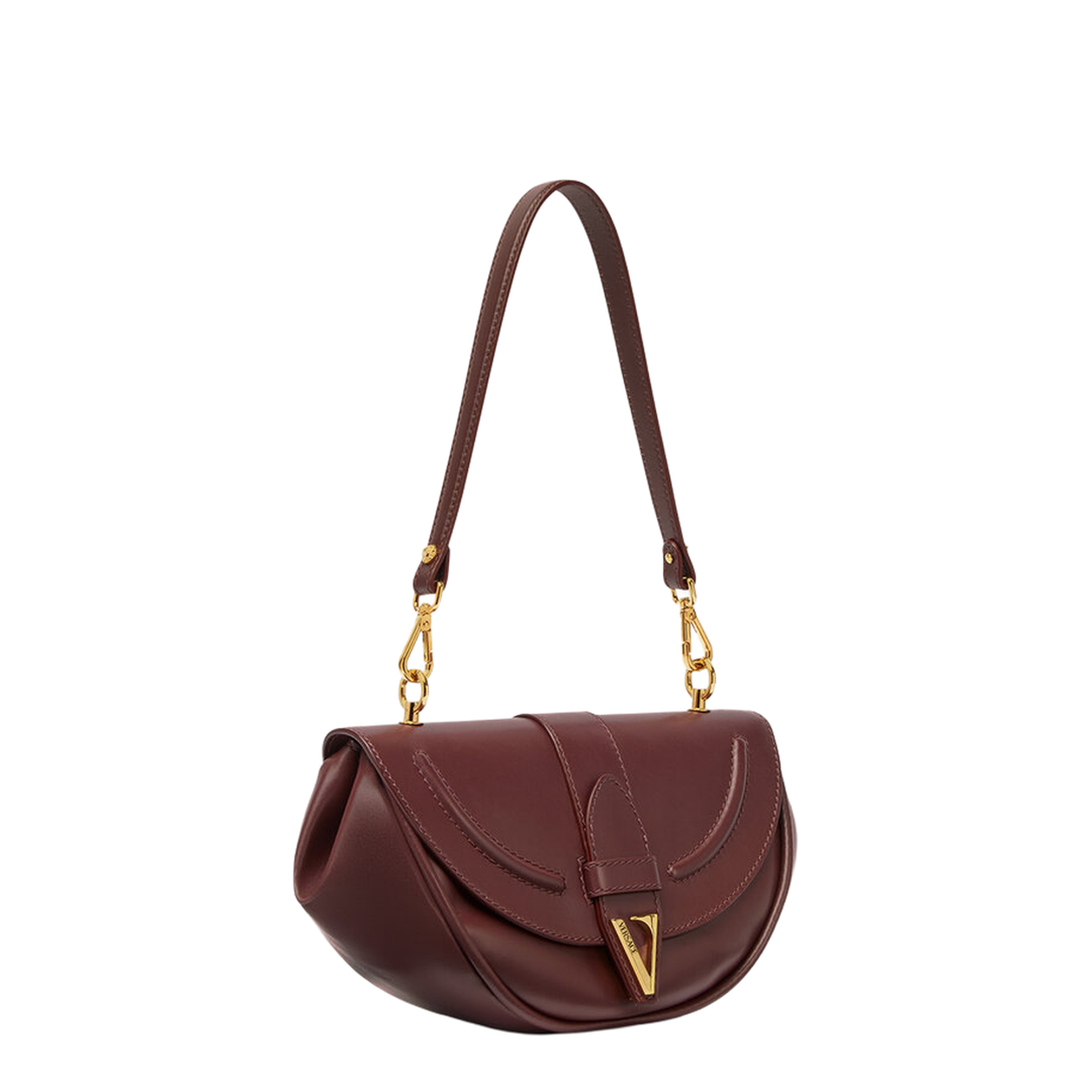 Virtus Small Calf Leather Shoulder Bag - Burgundy - Image 2