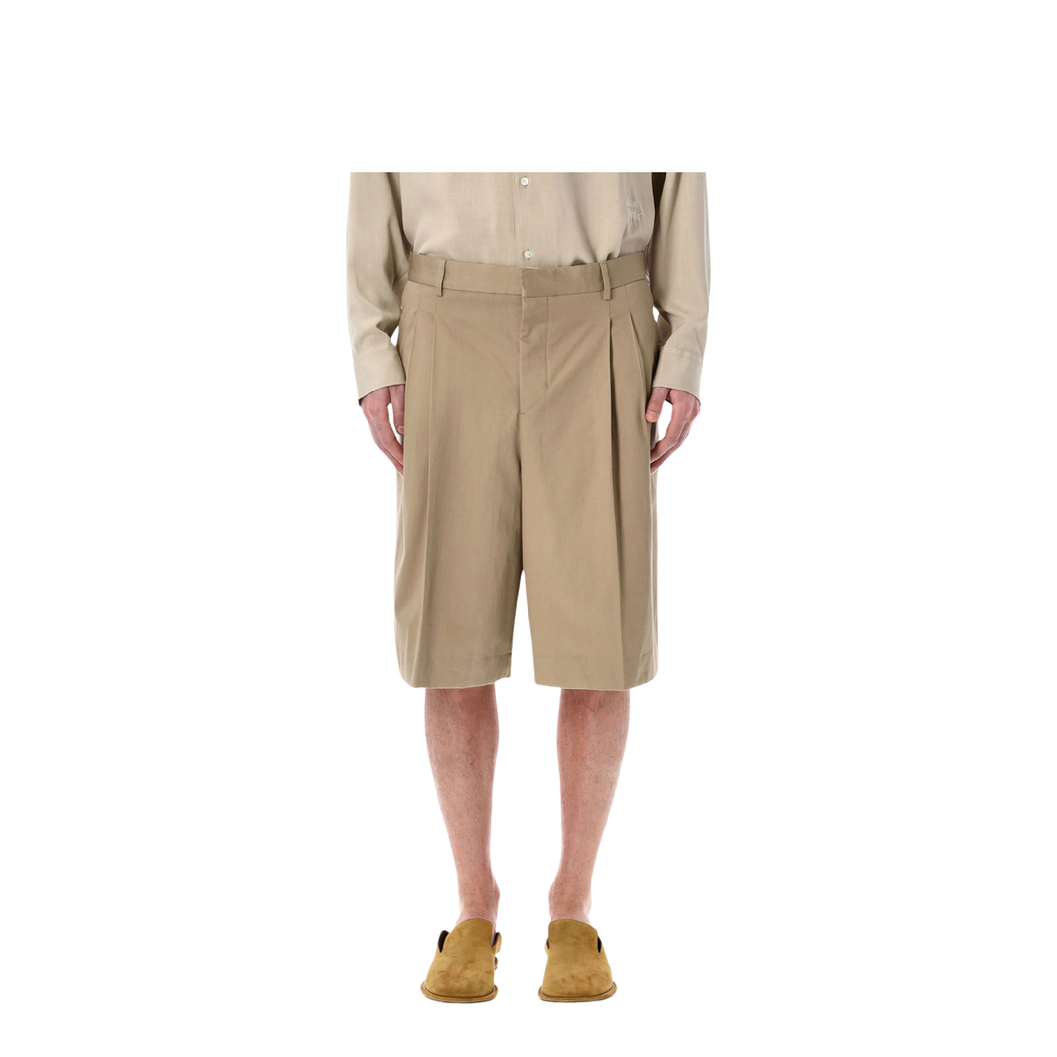 Beige Virgin Wool Shorts - Image 1