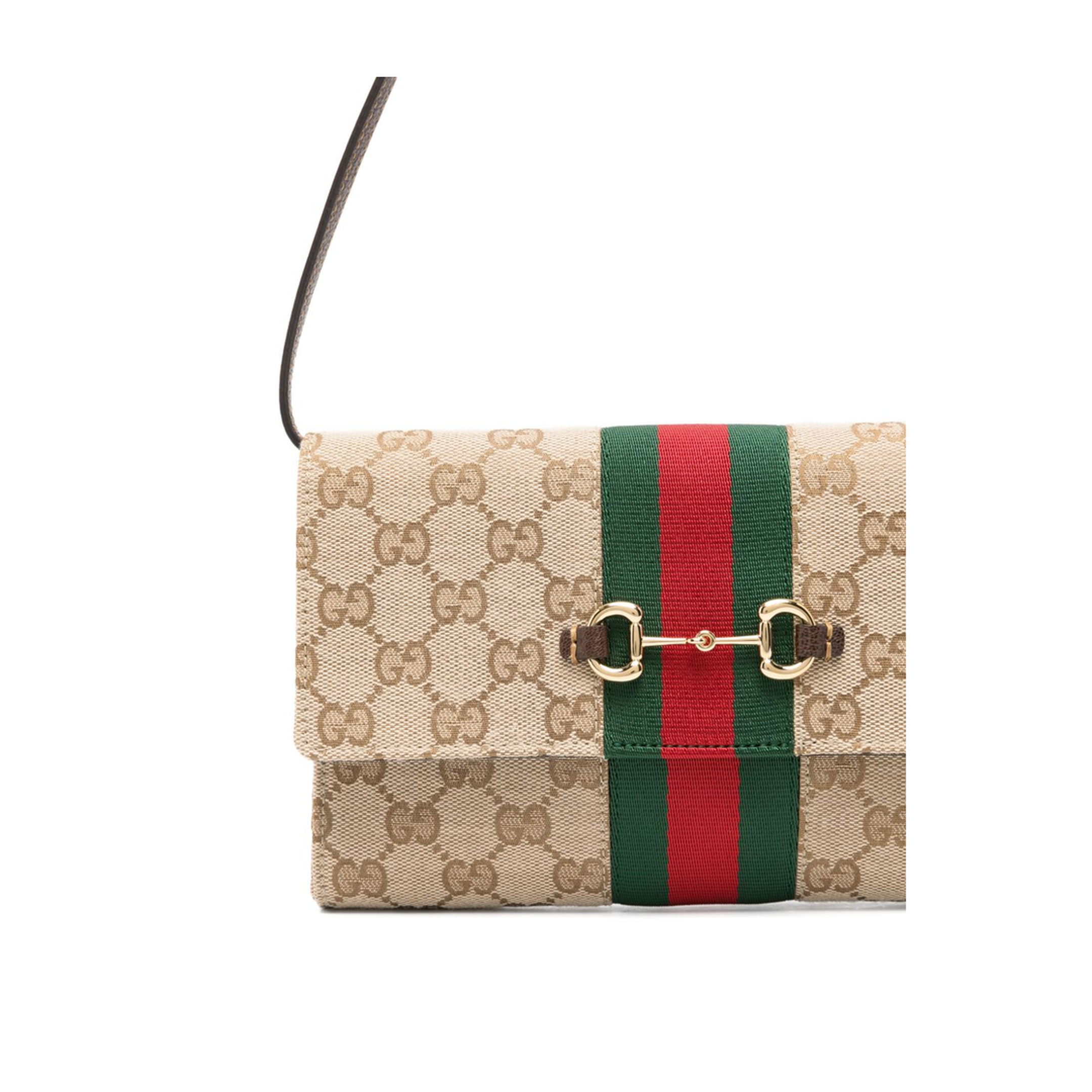 Horsebit Web GG Canvas Wallet - Sand and Dark Brown - Image 4