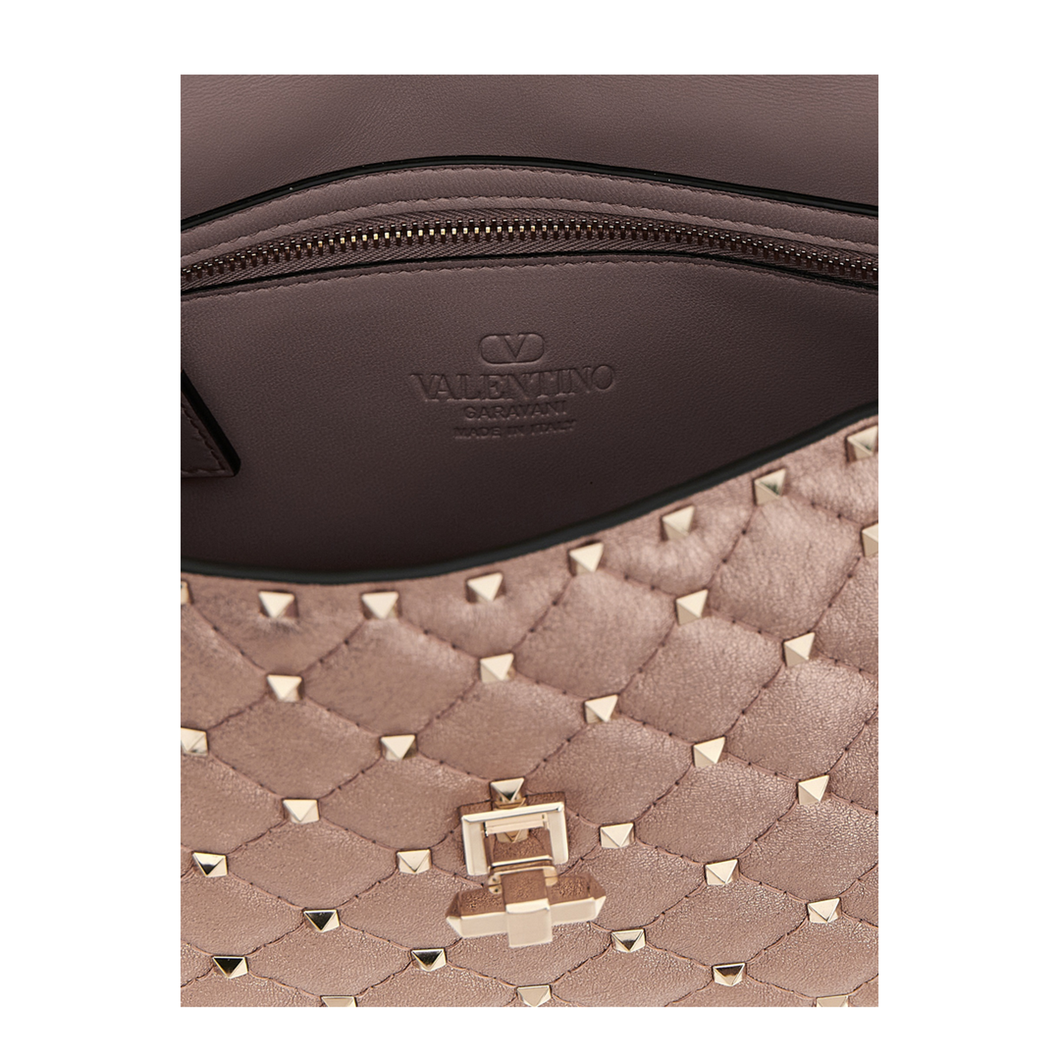 Rockstud Spike Laminated Nappa Leather Shoulder Bag - Poudre - Image 4