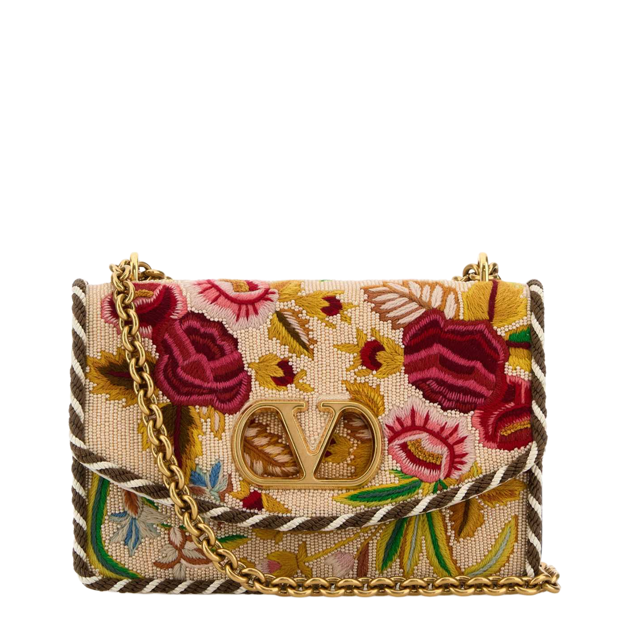 Embroidered Fabric Vain Shoulder Bag - Image 1