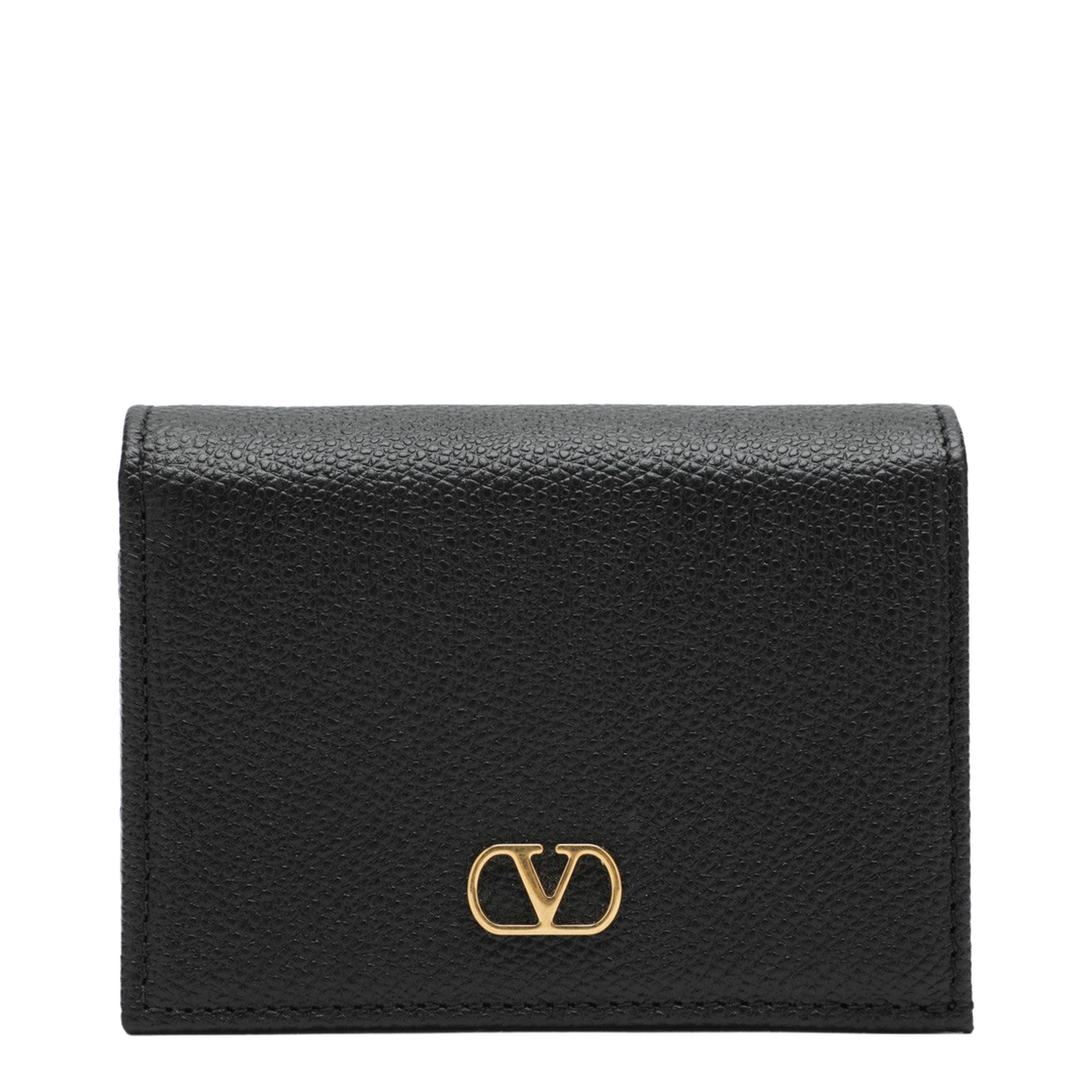 Signature Black Leather VLogo Wallet - Image 1