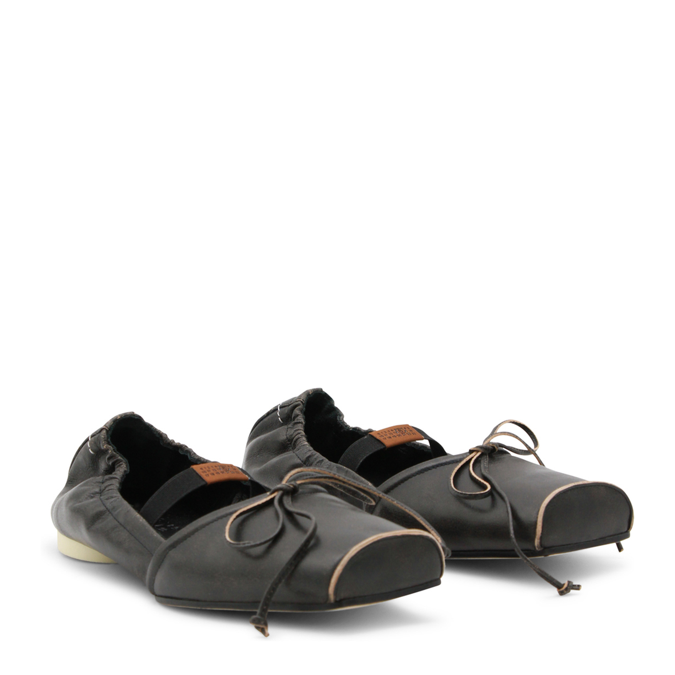 Square-toe ballerinas in brown calfskin leather - Image 3