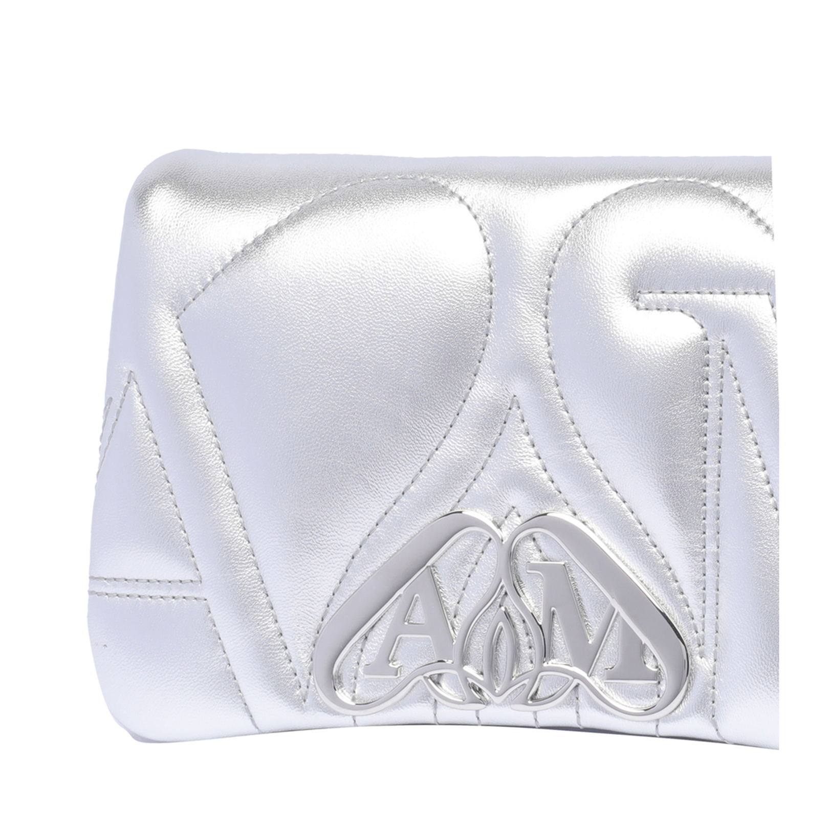 Mini Seal Clutch Bag Leather Silver - Image 4