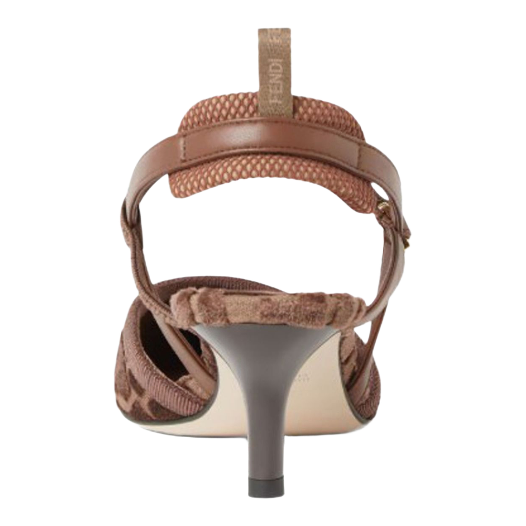 Brown FF Motif Jacquard Velvet Slingback Strap Pointed Toe - Image 2