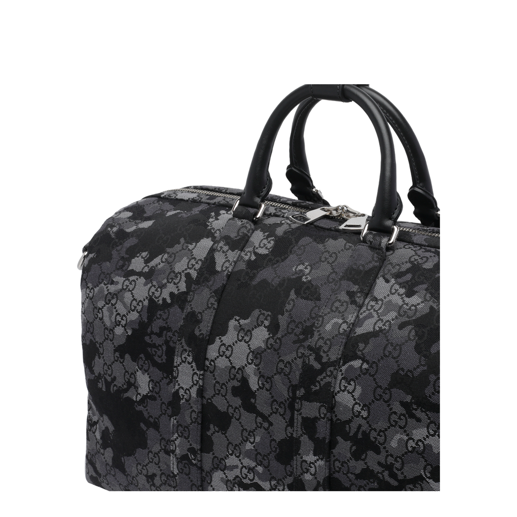 GG Canvas Large Canvas Duffle Bag - Black/Grey camouflage - Image 4