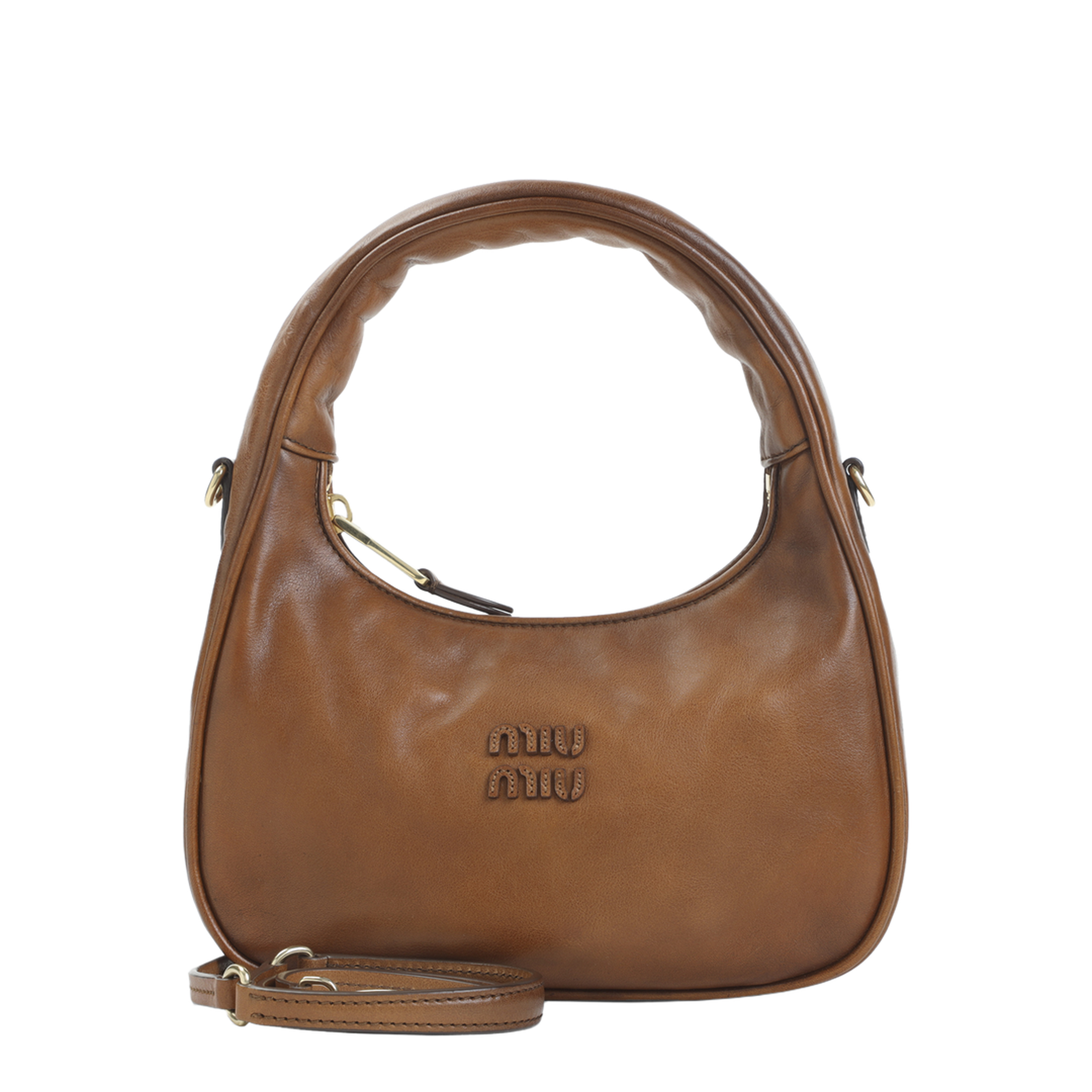 Wander Matelassé Nappa Leather Hobo Bag - Caramel - Image 2