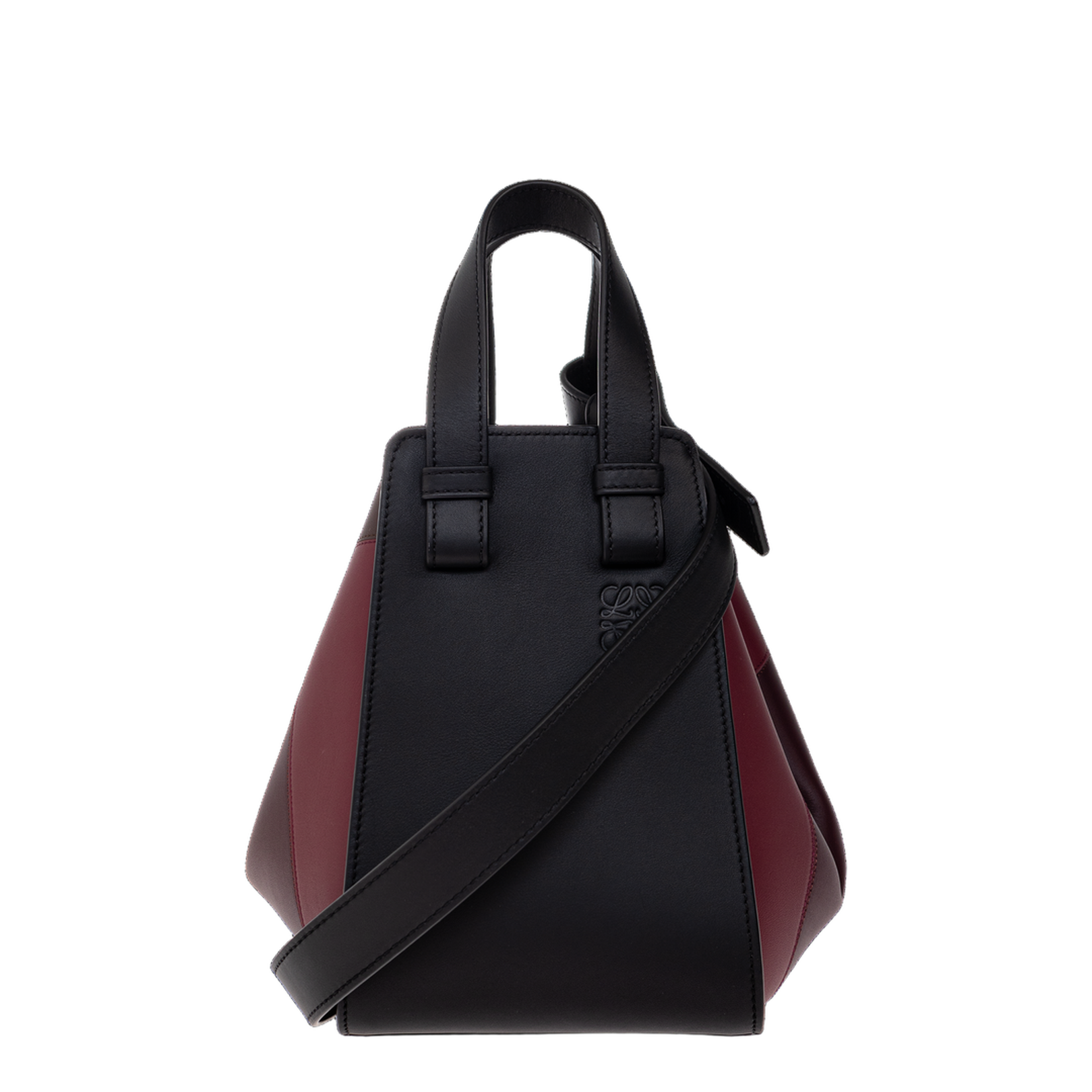 Hammock Calfskin Shoulder Bag - Black/Burgundy - Image 1