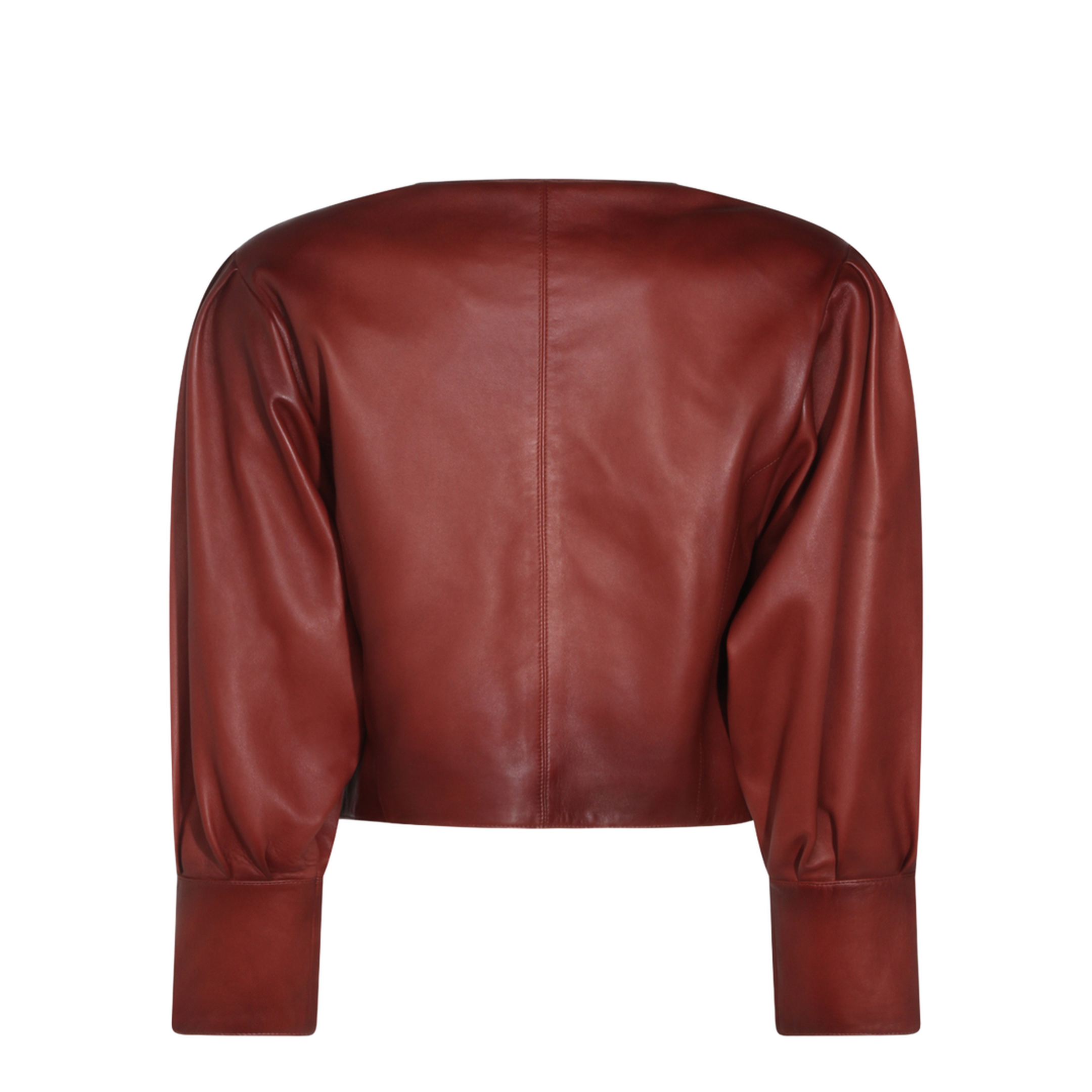 Short Burgundy Jacket in Plongé Nappa Leather - Image 4