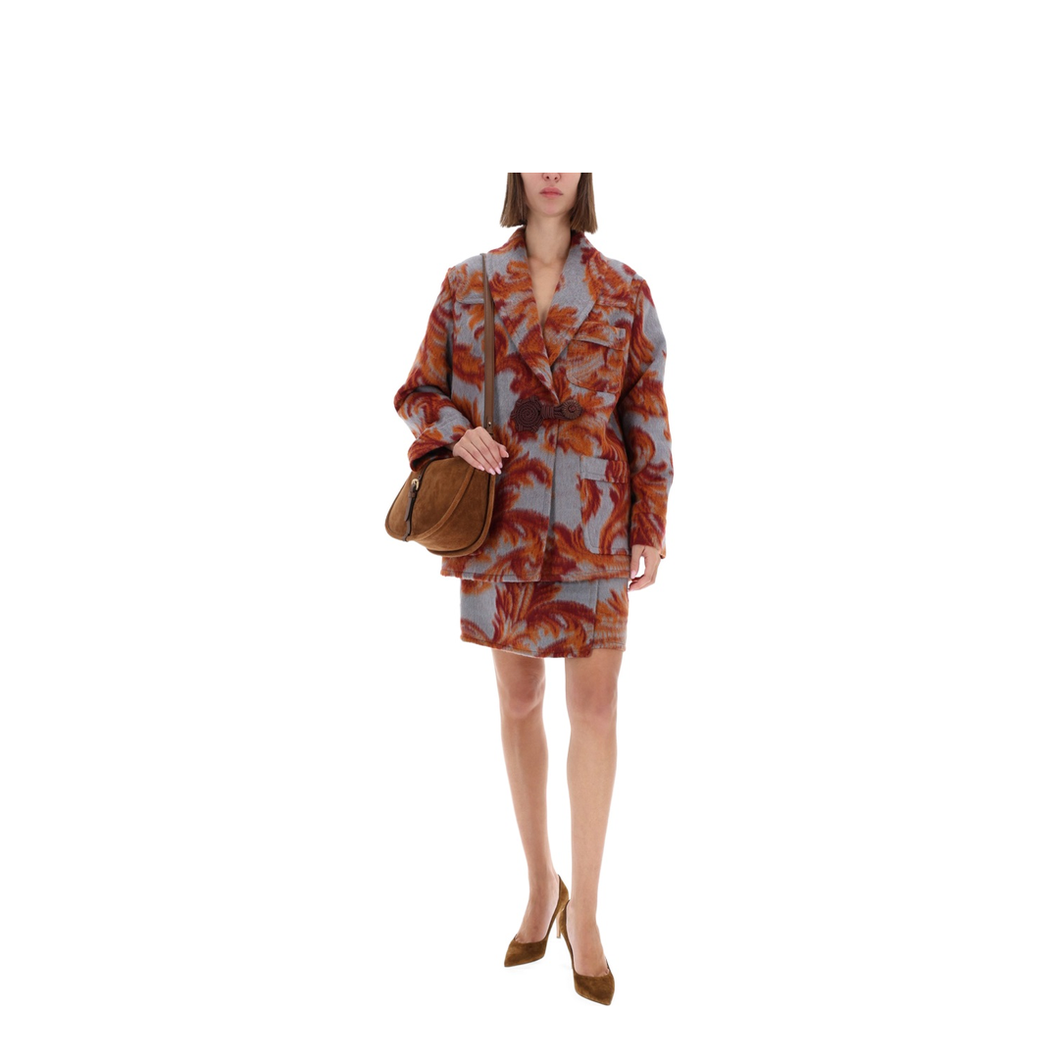 Wool-Blend Mini Skirt with Leafy Motif - Image 2